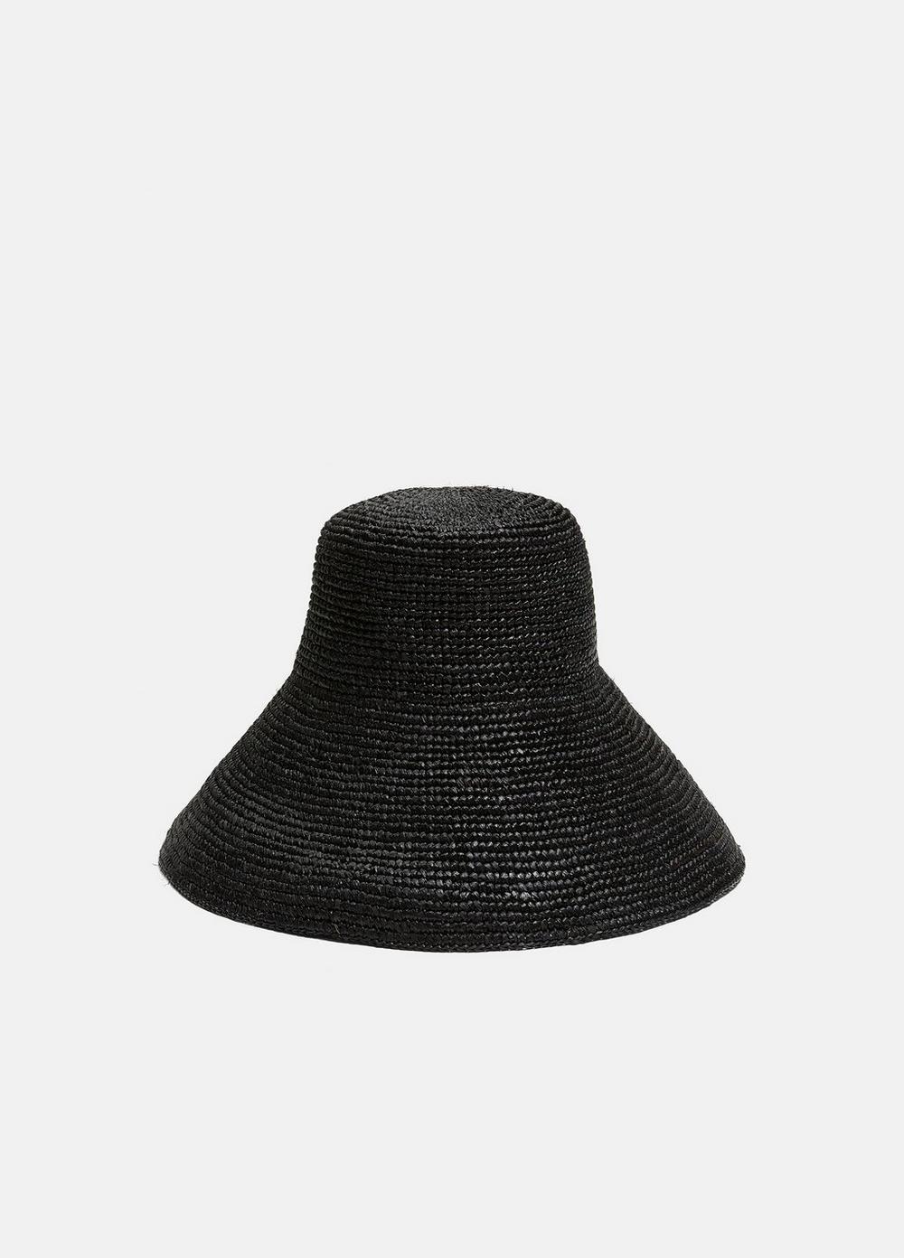 Wide-brim Straw Sun Hat, Black, Size S/M Vince