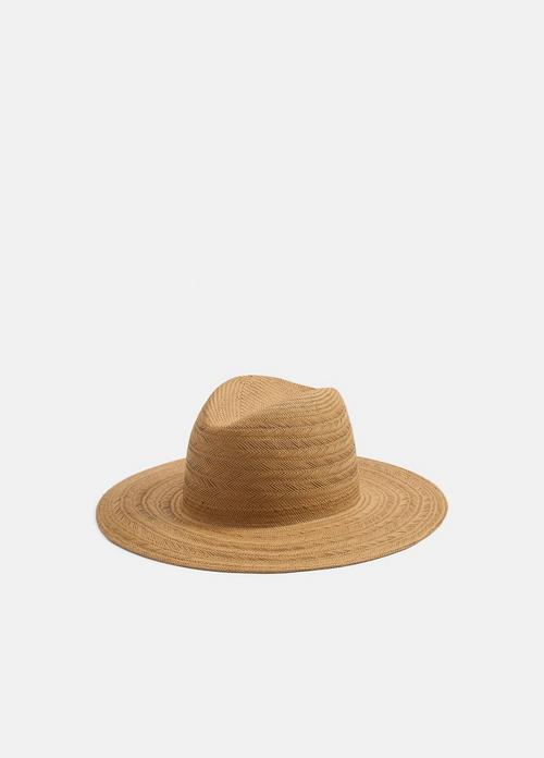 Herringbone-Weave Straw Panama Hat