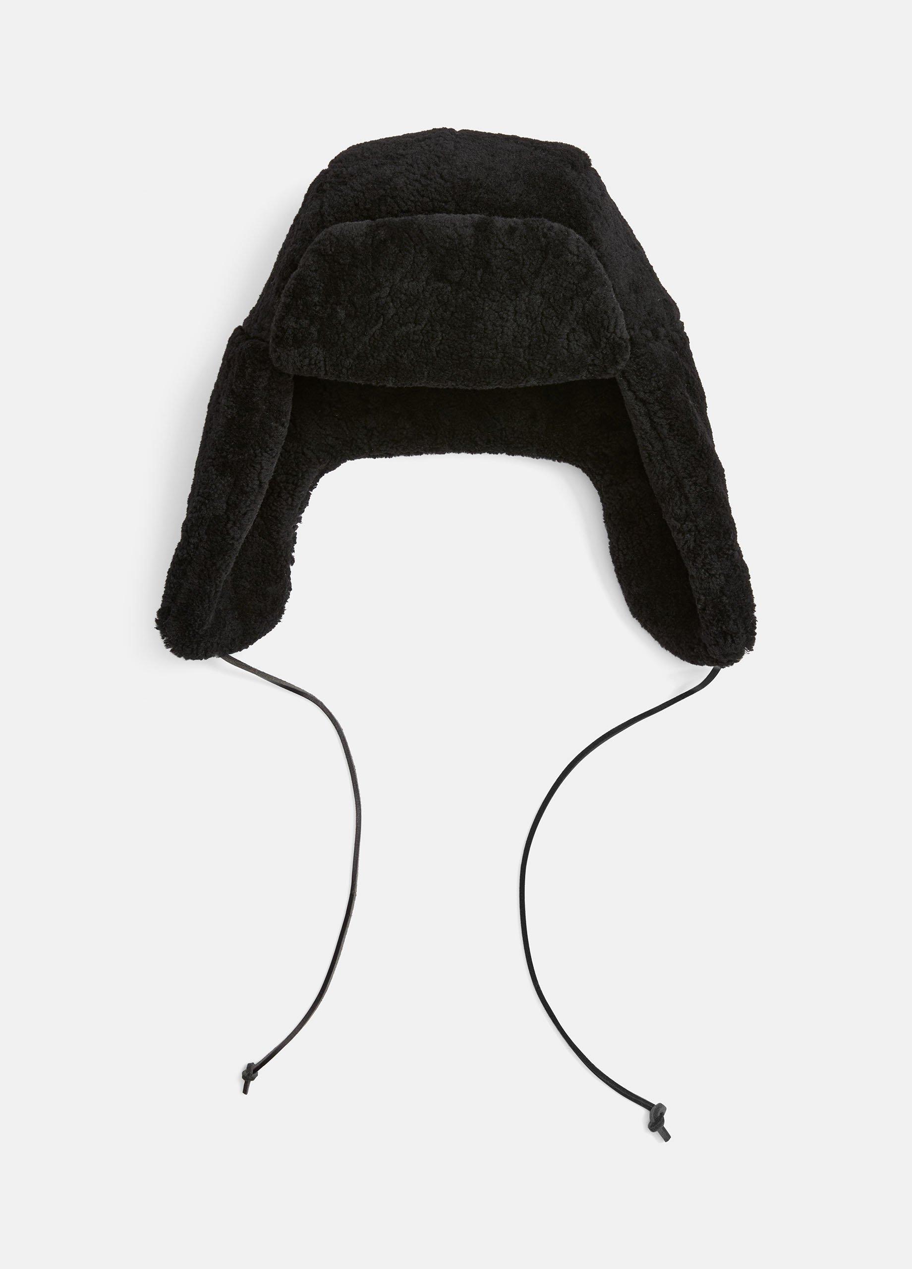 Women's Shearling Aviator Hat, Black, Size S/M Vince