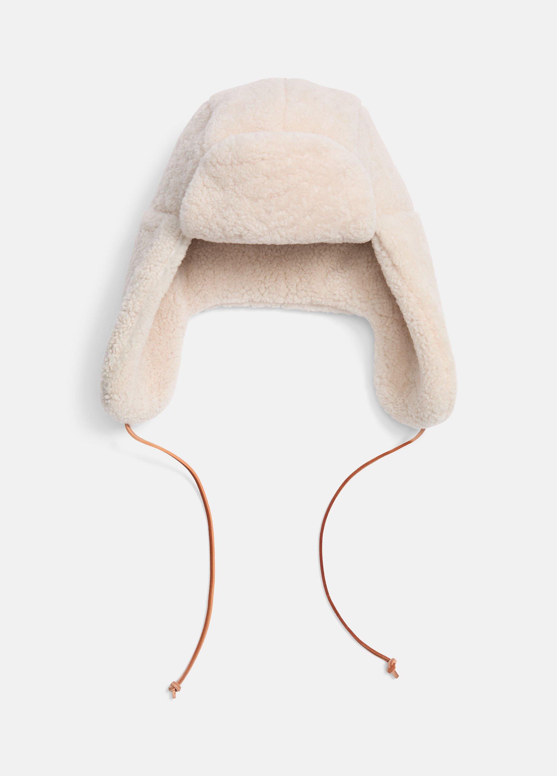 Women's Shearling Aviator Hat, Ivory, Size L/XL Vince