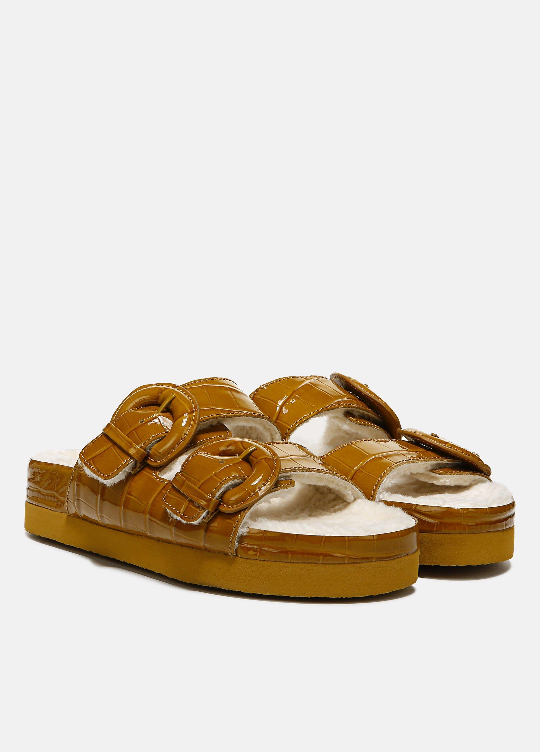 Glyn Shearling-Lined Croc-Embossed Sandal image number 1