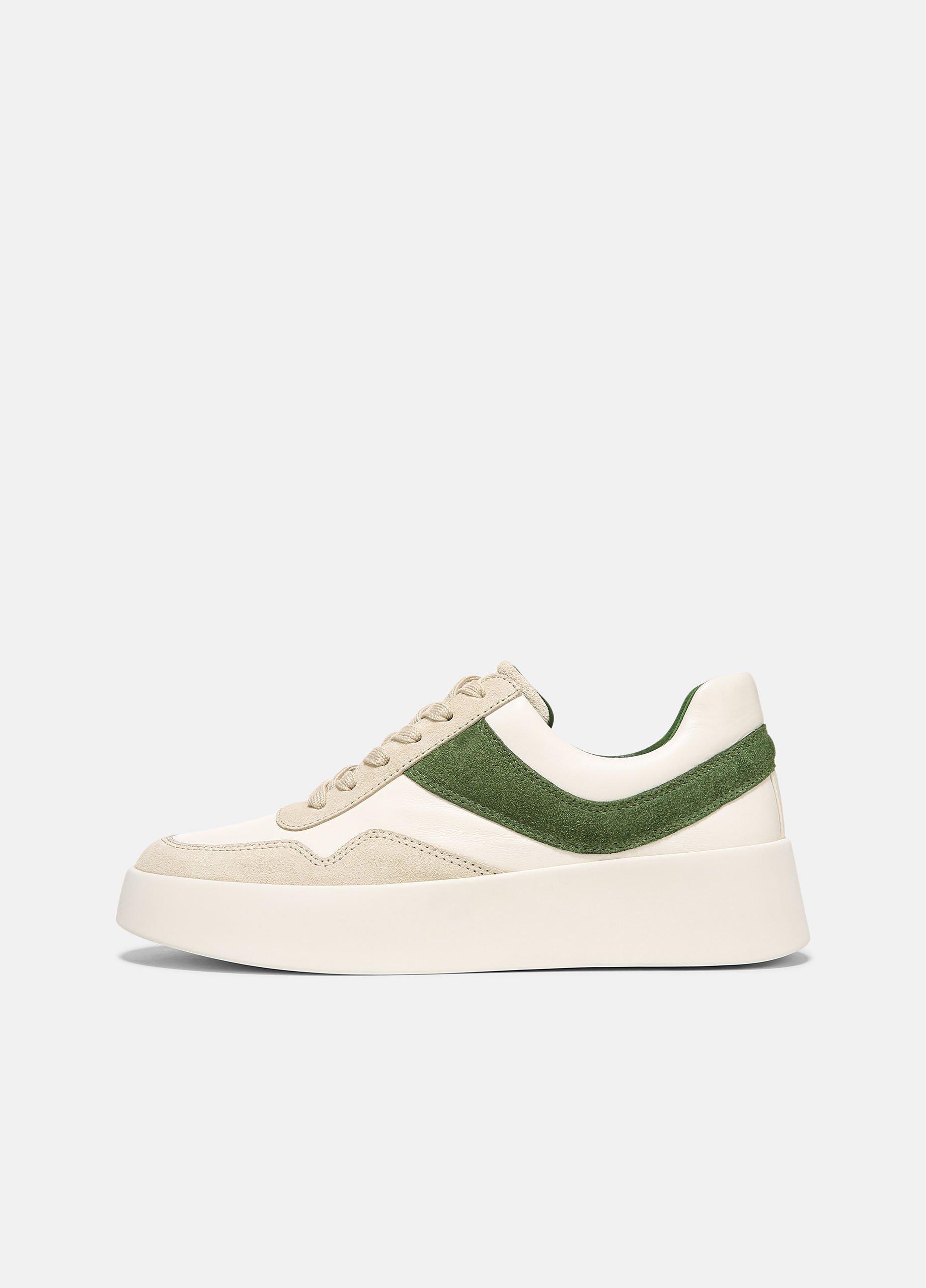 빈스 Vince Warren Court Leather and Suede Sneaker,PALM LEAF