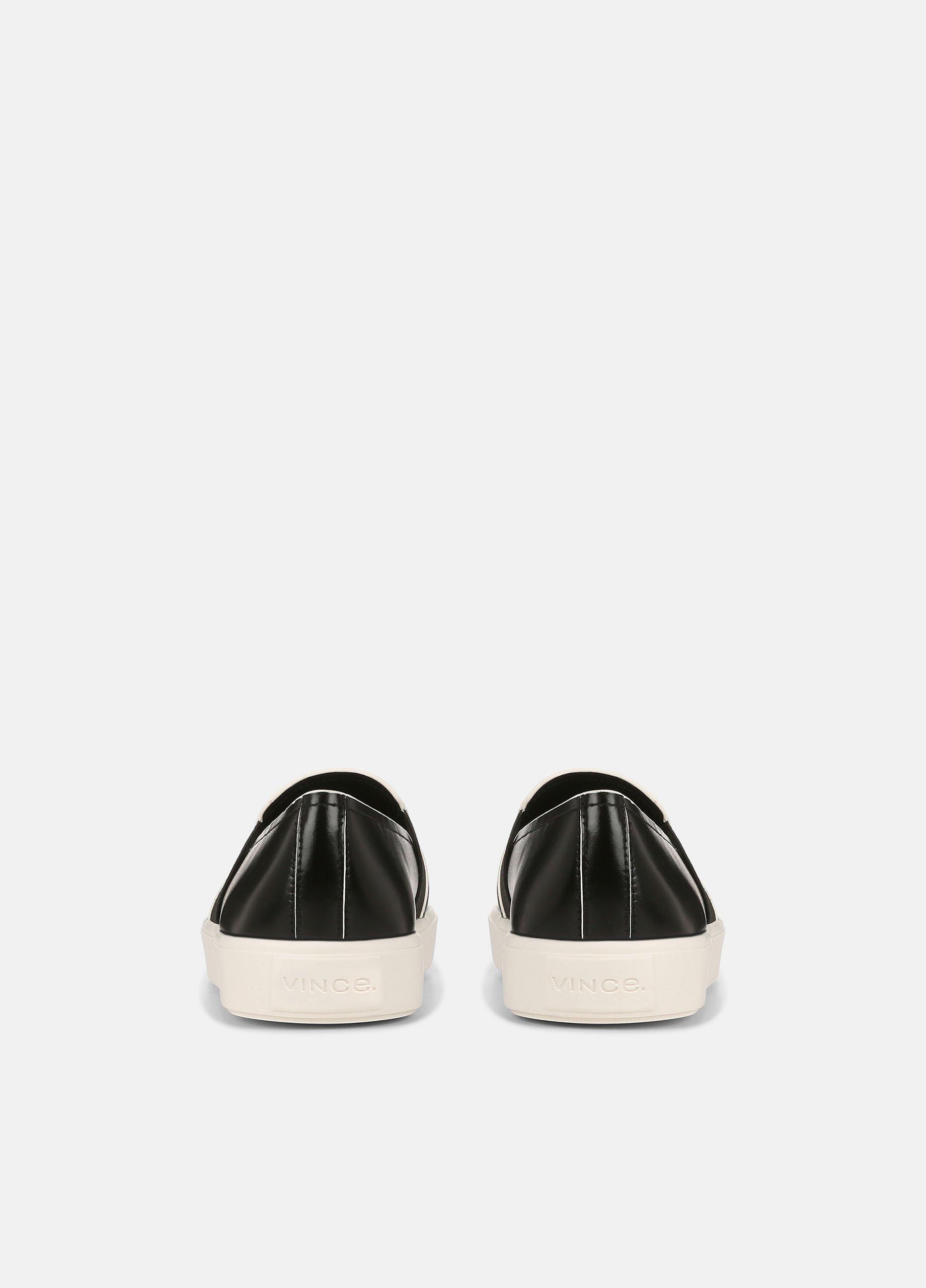 Vince black leather slip on clearance sneakers