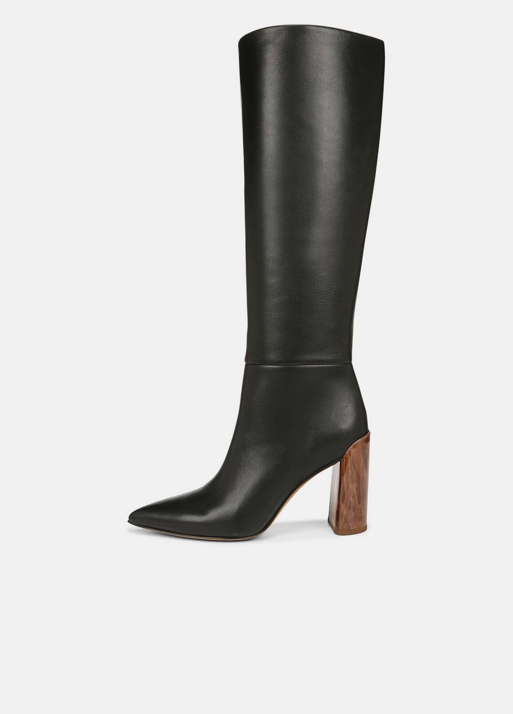 Pilar Leather Knee Boot, Black, Size 9.5 Vince