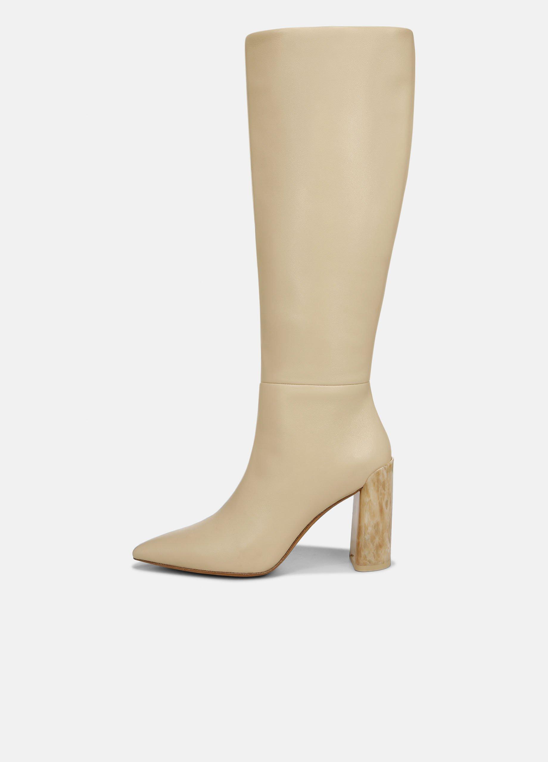 Leather beige shop boots