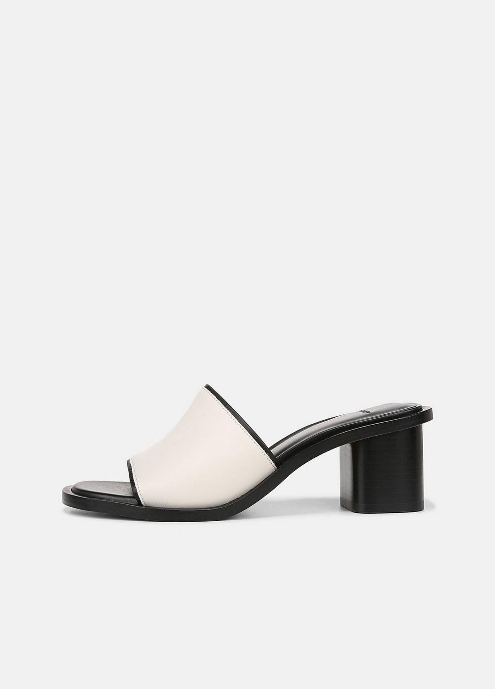Donna Leather Slide Sandal, Milk, Size 7 Vince