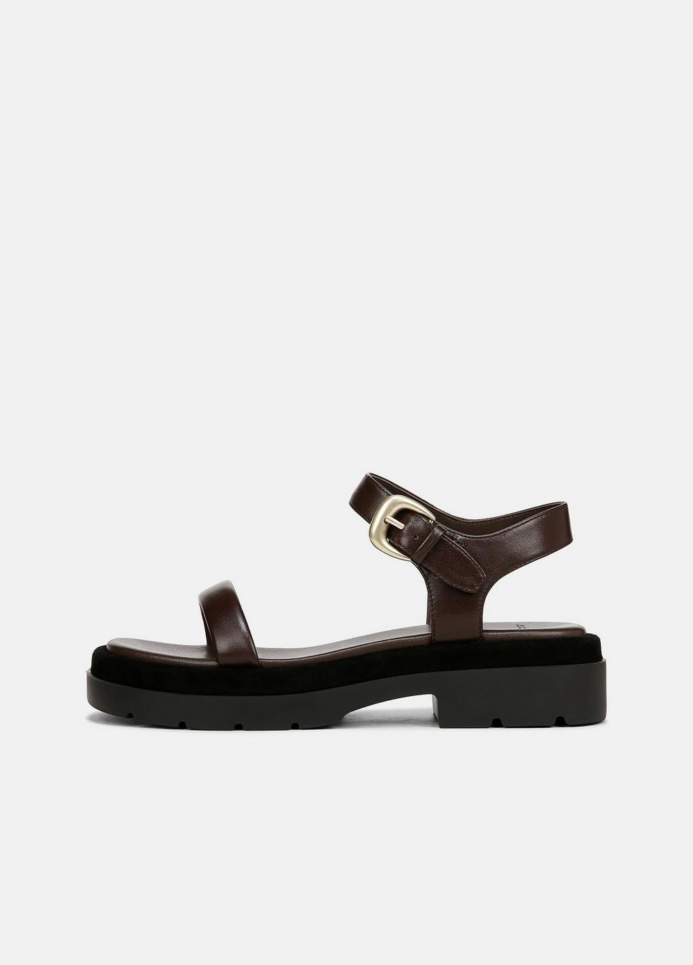 Heloise Leather Lug-Sole Sandal, Cacao Brown, Size 8 Vince