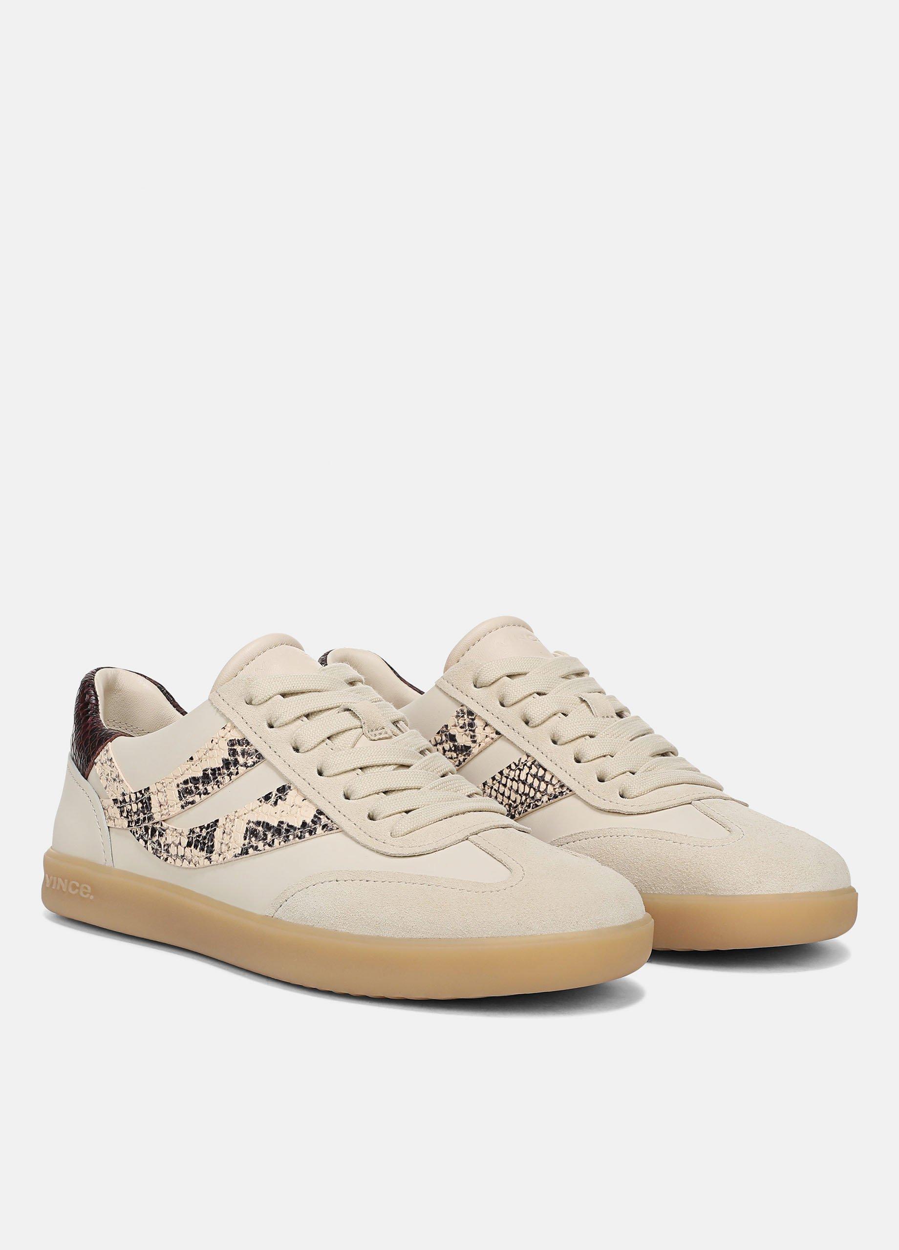 Oasis Snake-Embossed Leather & Suede Sneaker image number 1