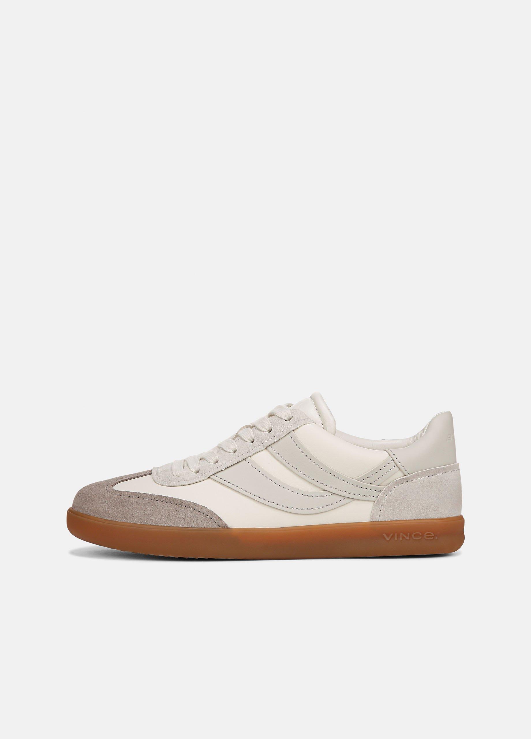 Oasis Leather And Suede Sneaker, White Foam/horchata/hazelstone, Size 9.5 Vince