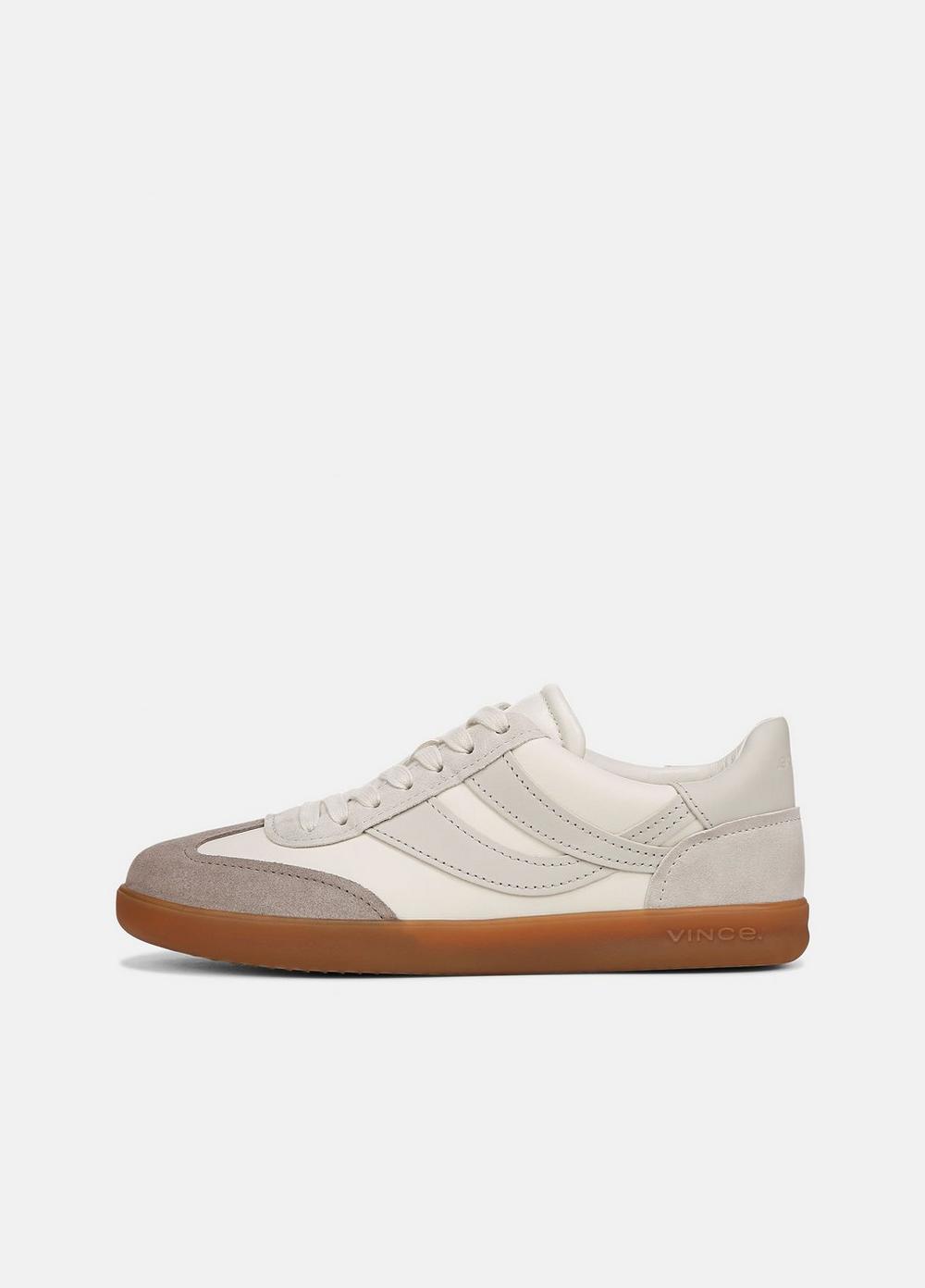 Oasis Leather And Suede Sneaker, White Foam/horchata/hazelstone, Size 9 Vince