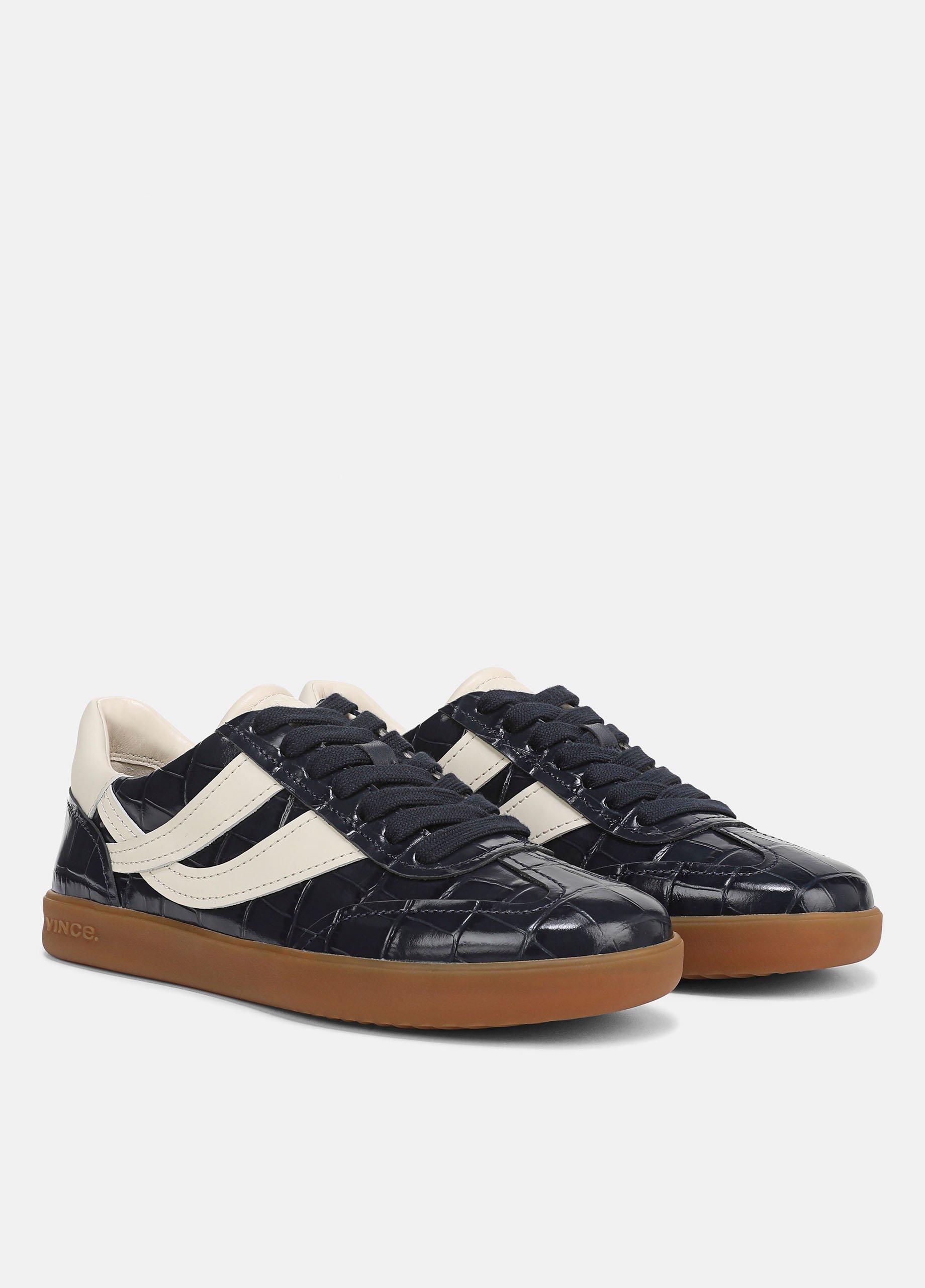 Oasis Croc-Embossed Leather Sneaker in Shoes | Vince