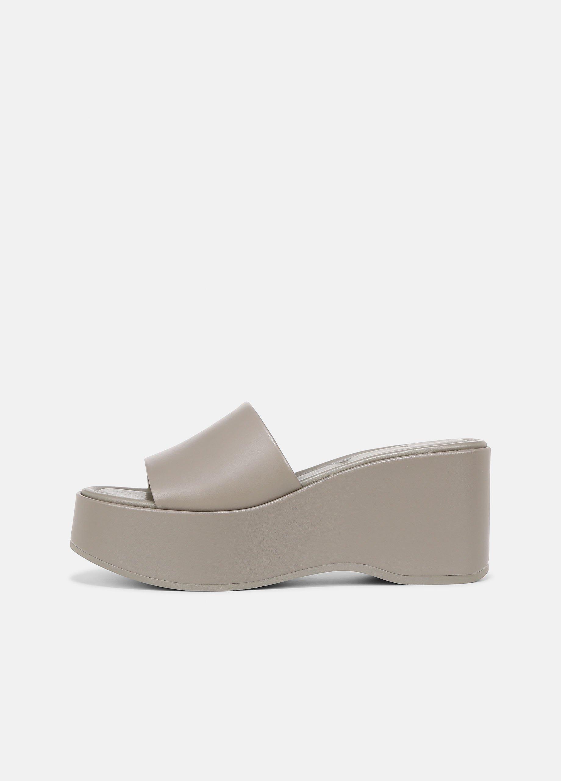 Polina Leather Platform Sandal, Hazelstone Grey, Size 8 Vince