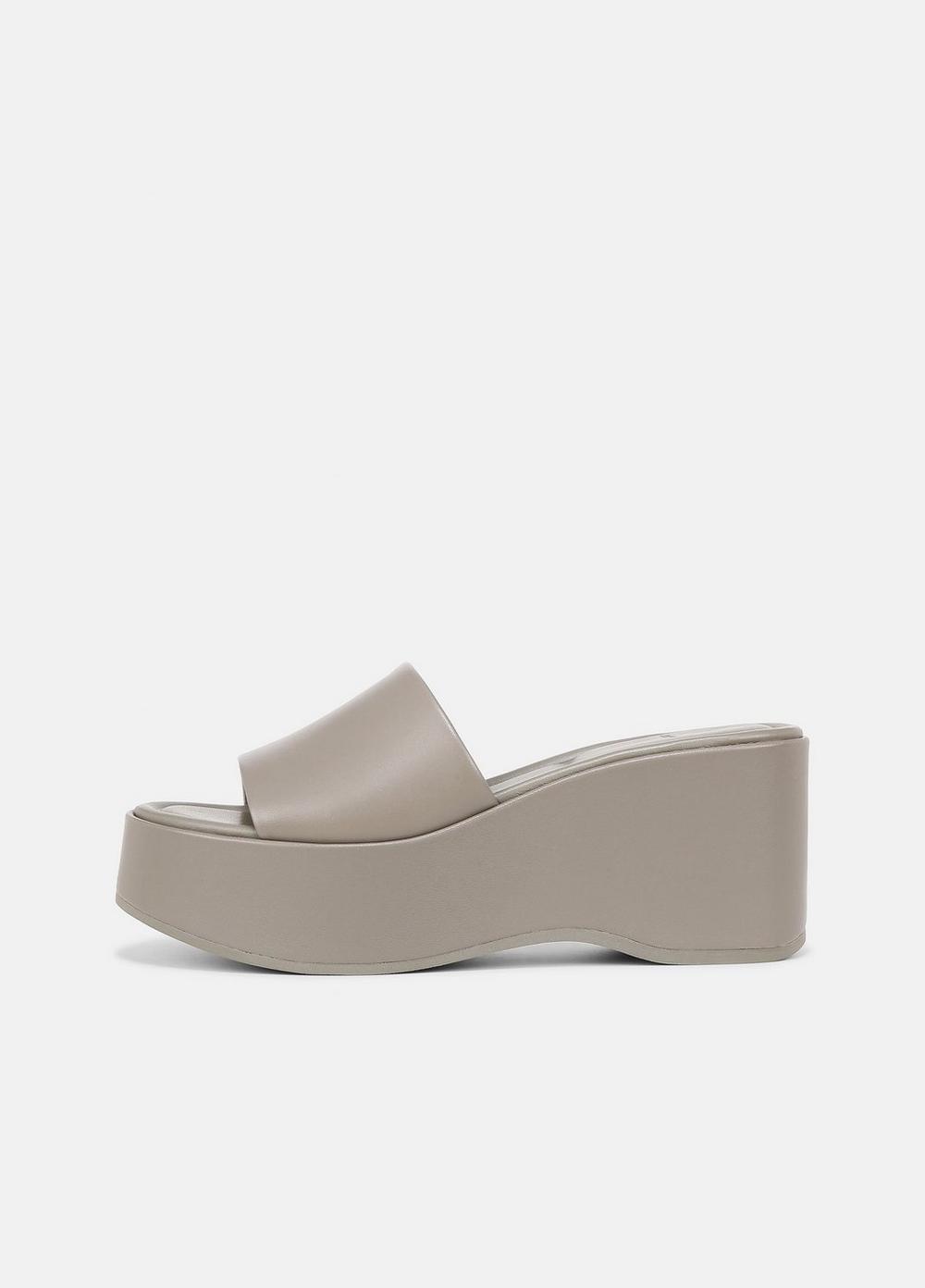 Polina Leather Platform Sandal, Hazelstone Grey, Size 7 Vince
