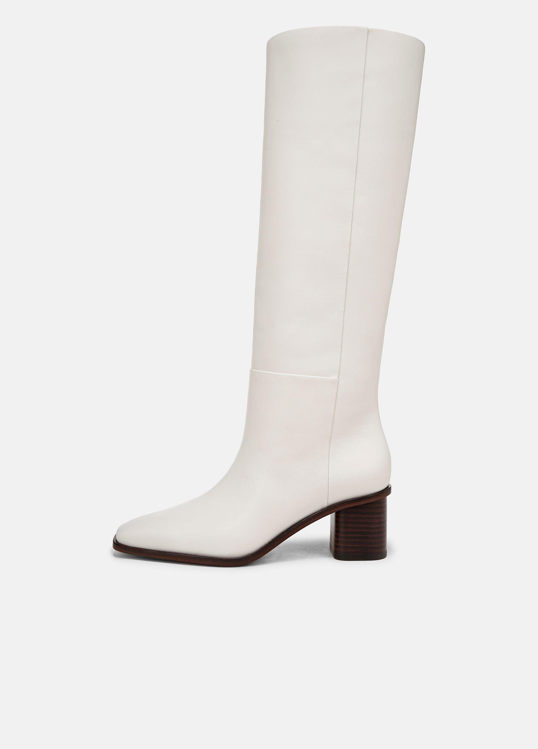 Women's Gerrie Leather Knee Boot, Milk, Size 9 Vince