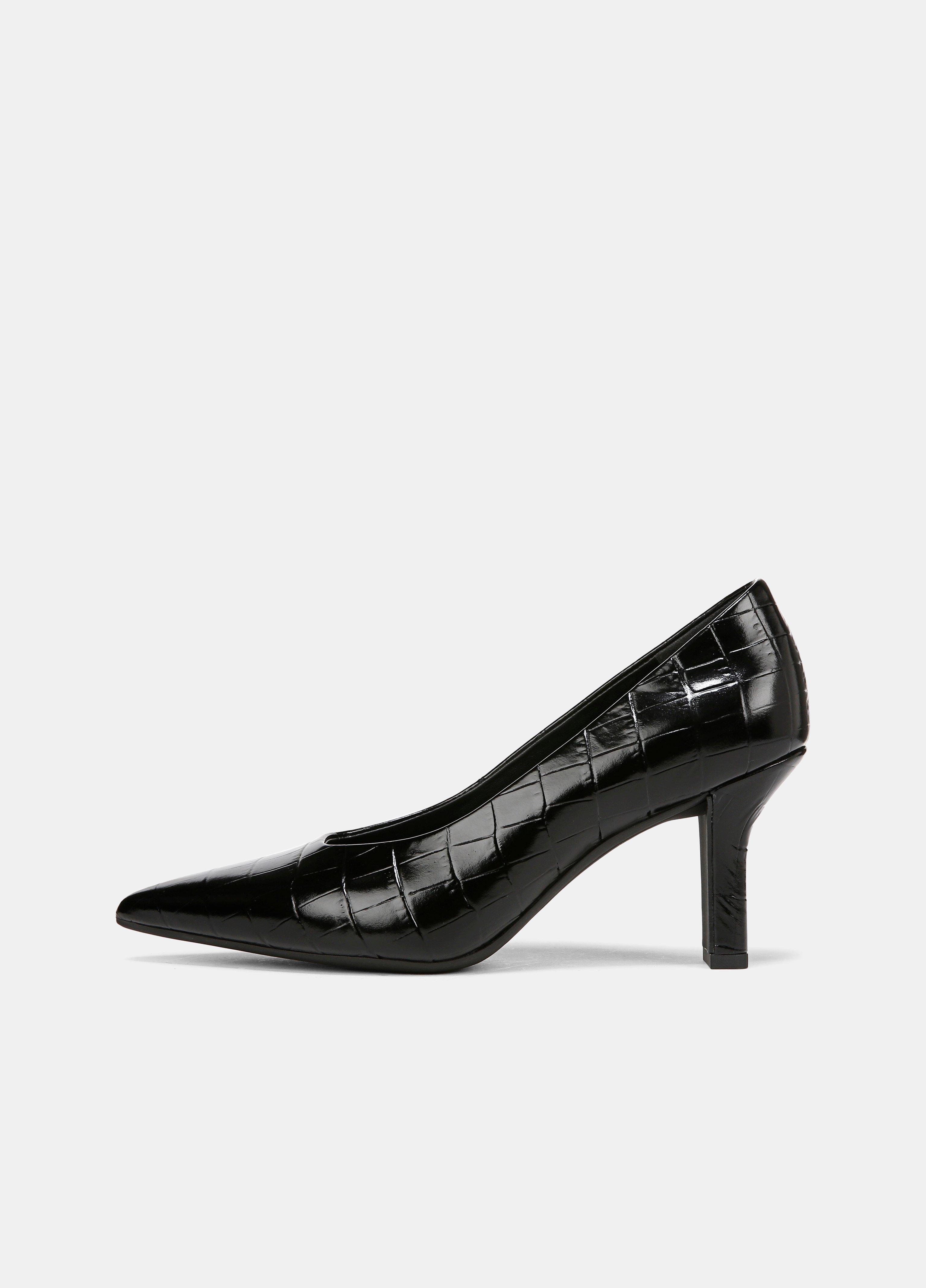 Women's Diane Croc-Embossed Leather Pump, Black, Size 5 Vince