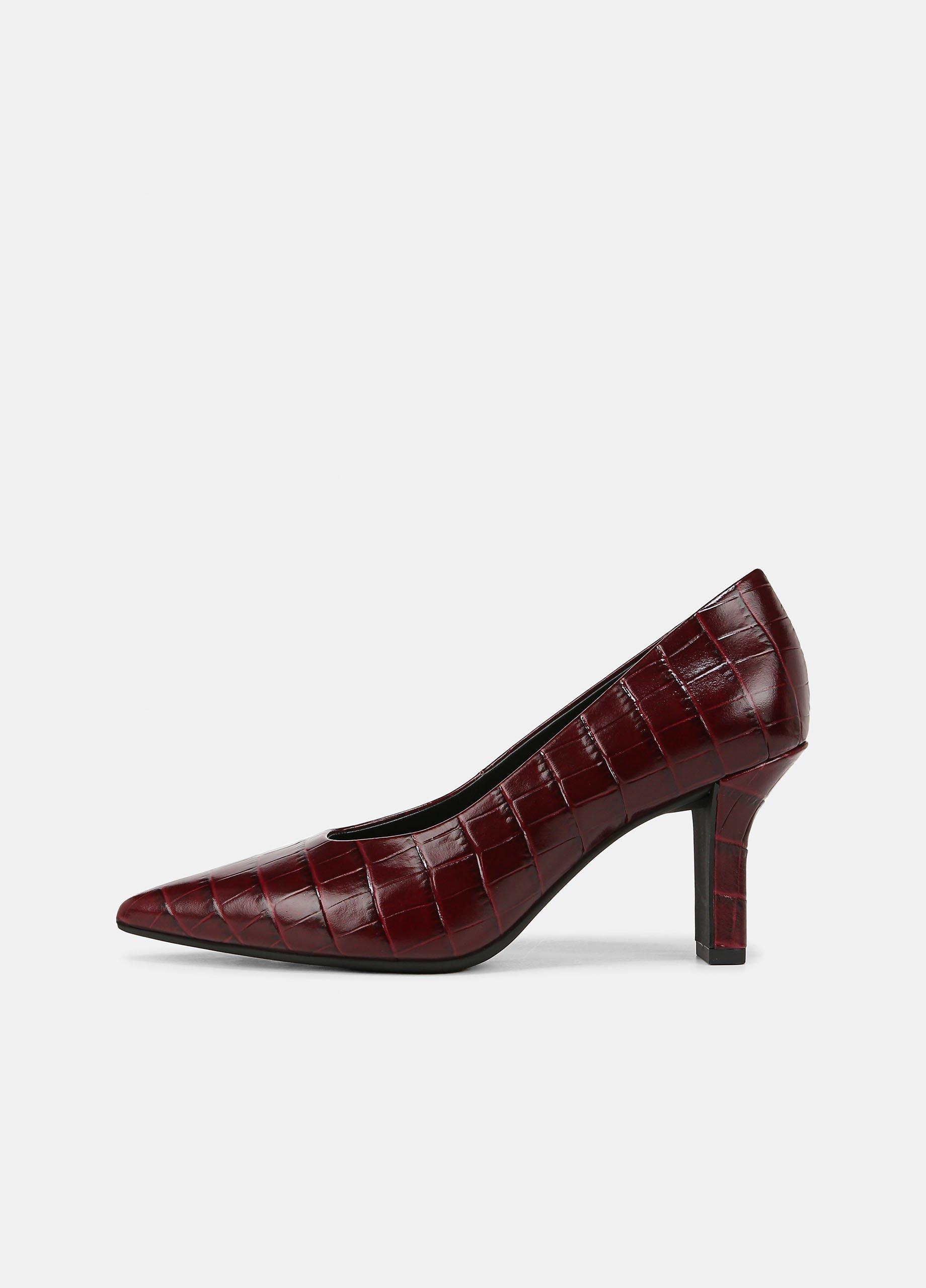 Women's Diane Croc-Embossed Leather Pump, Deep Cherry, Size 9 Vince