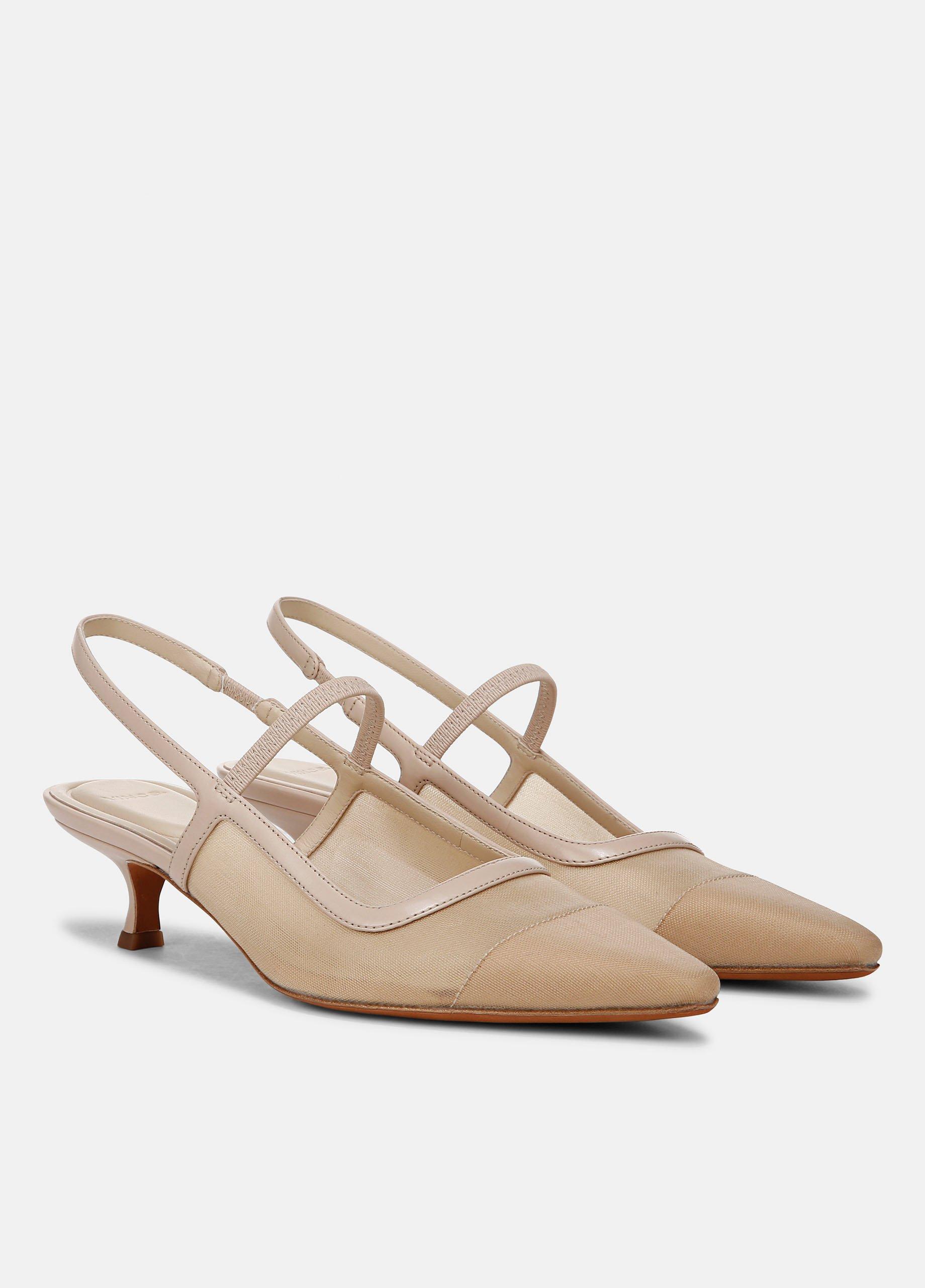 Thumbnail of Venice Leather and Mesh Slingback Kitten Heel