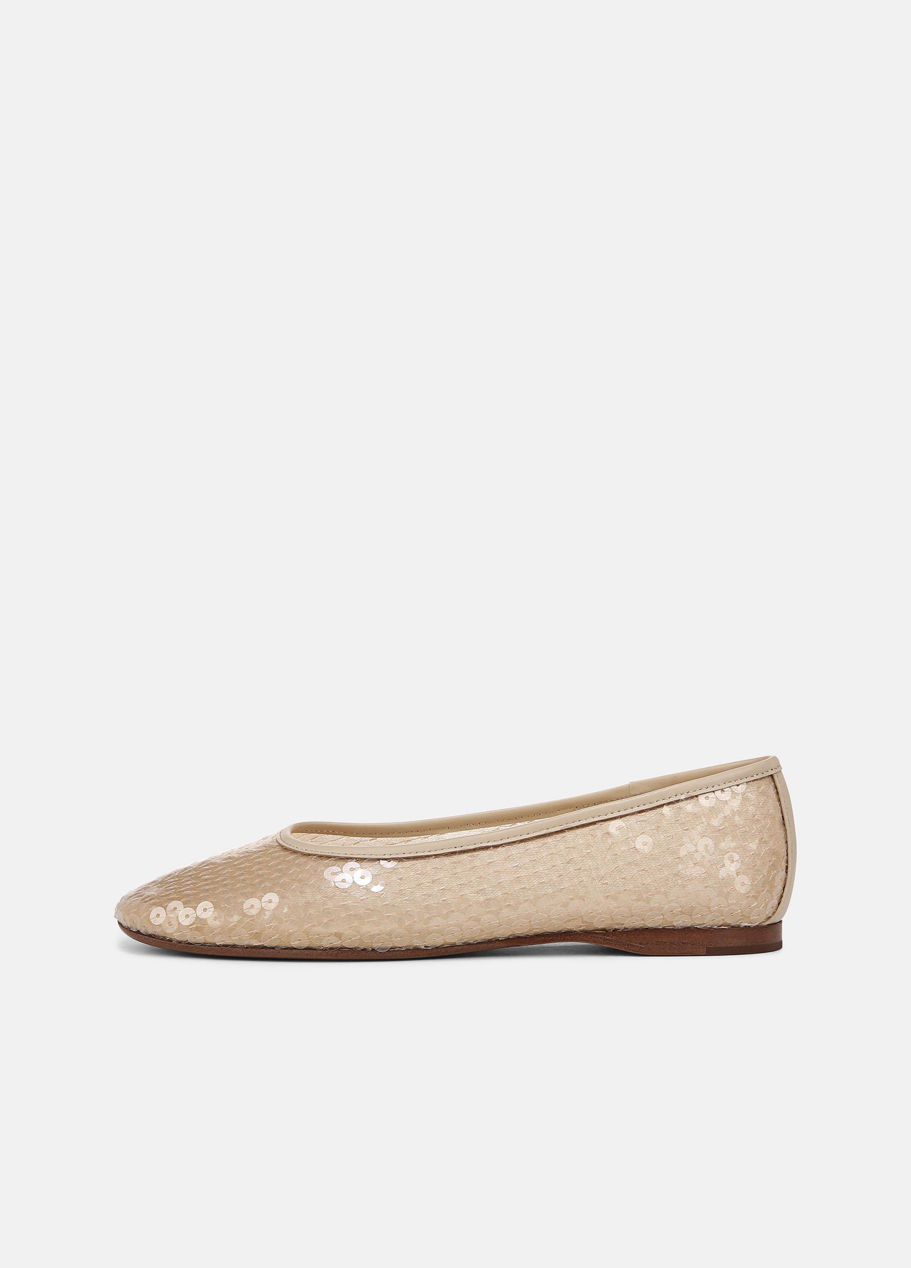 Women's Leah Sequin Flat, Birch Sand, Size 11 Vince