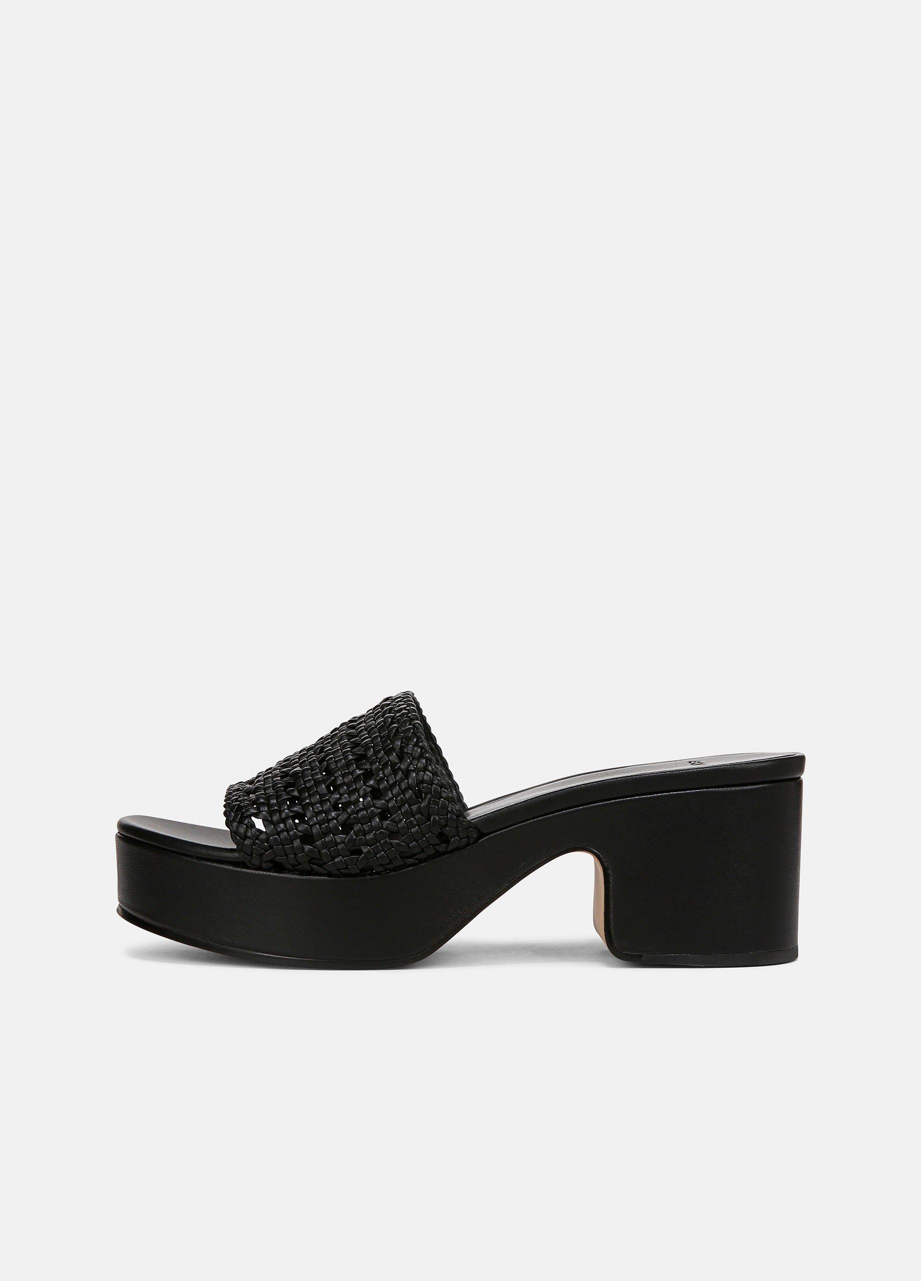 Women's Margo Woven Leather Platform Sandal, Black, Size 7.5 Vince