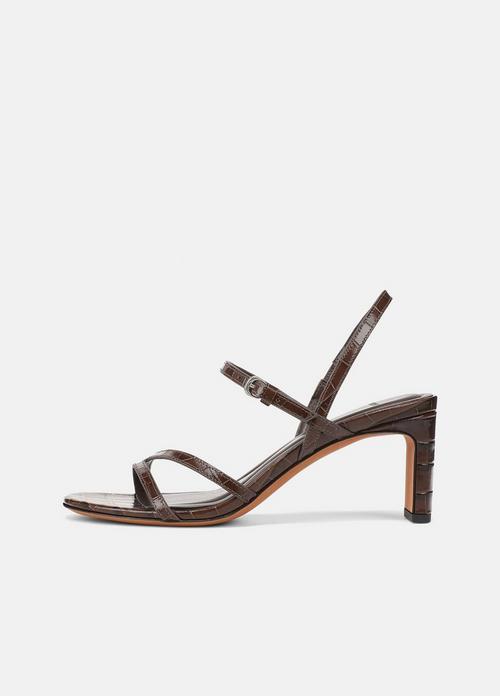 Marcela Croc-Embossed Leather Heeled Sandal