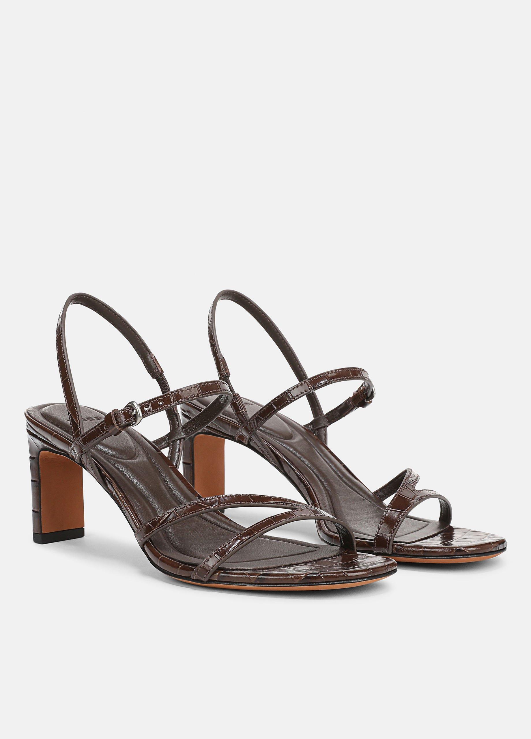 Marcela Croc-Embossed Leather Heeled Sandal image number 1