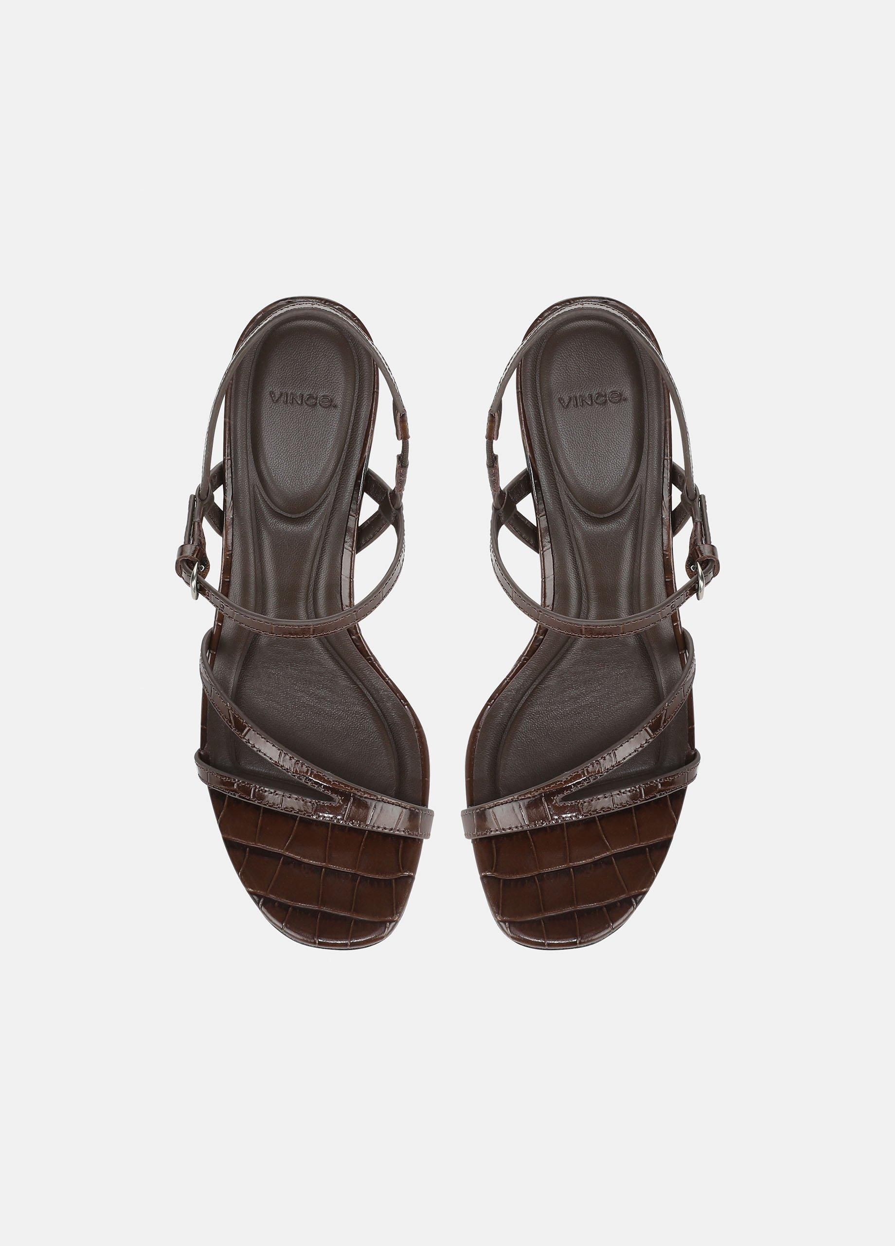 Marcela Croc-Embossed Leather Heeled Sandal image number 3