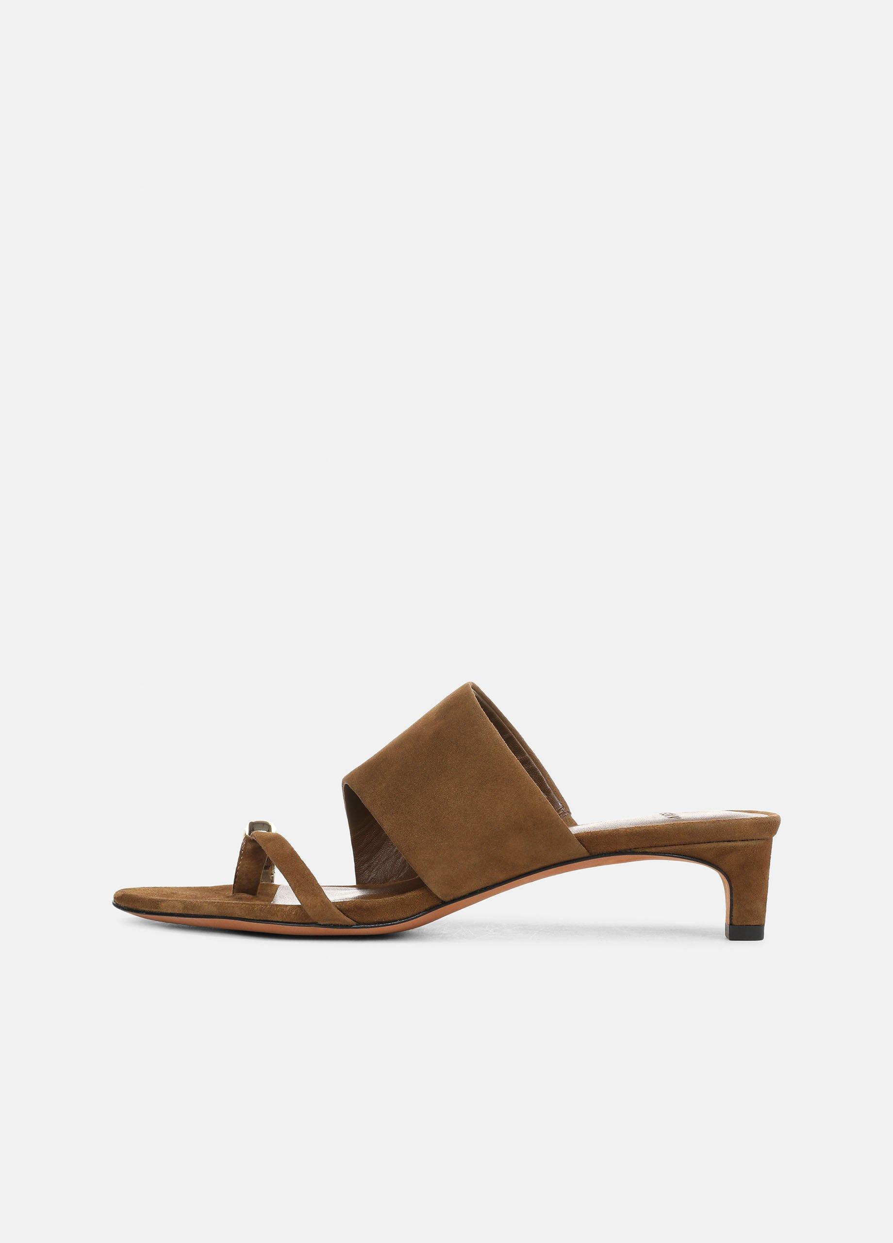Women's Suzie Suede Heeled Sandal, Elm Wood, Size 5 Vince