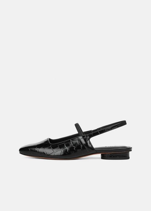 Venice Croc-Embossed Leather Slingback Flat