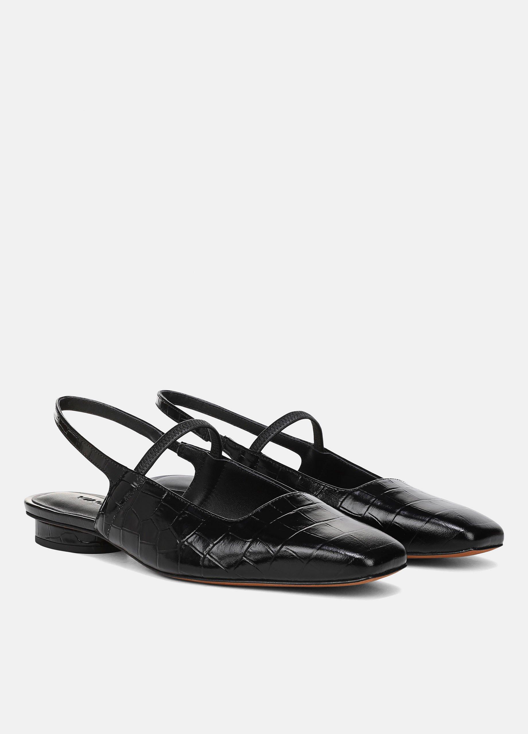 Venice Croc-Embossed Leather Slingback Flat in Shoes | Vince