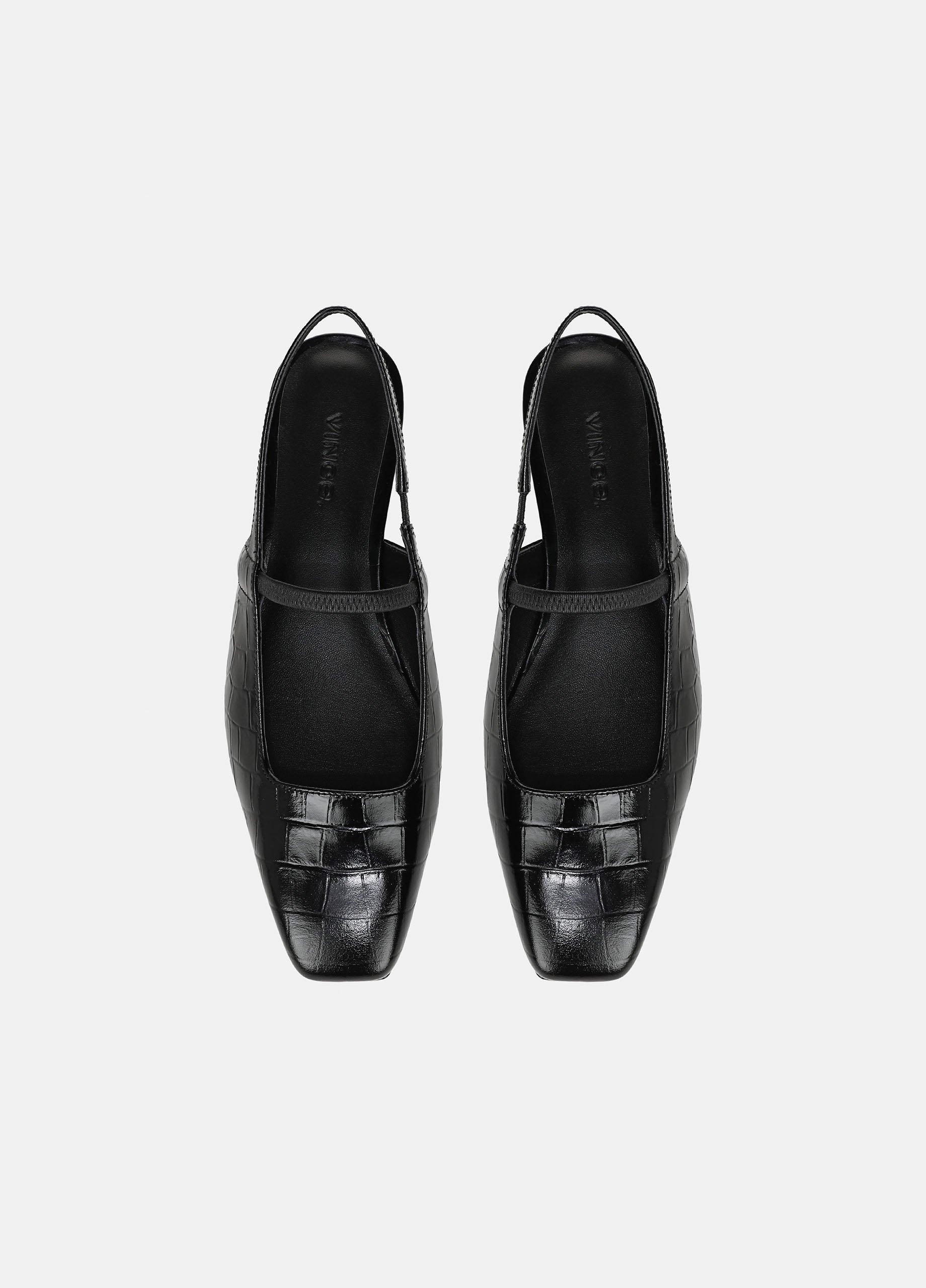 Venice Croc-Embossed Leather Slingback Flat in Shoes | Vince