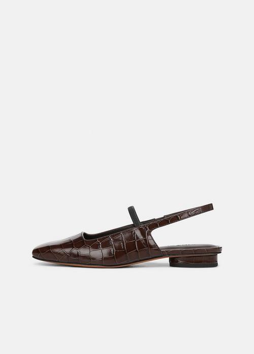 Venice Croc-Embossed Leather Slingback Flat