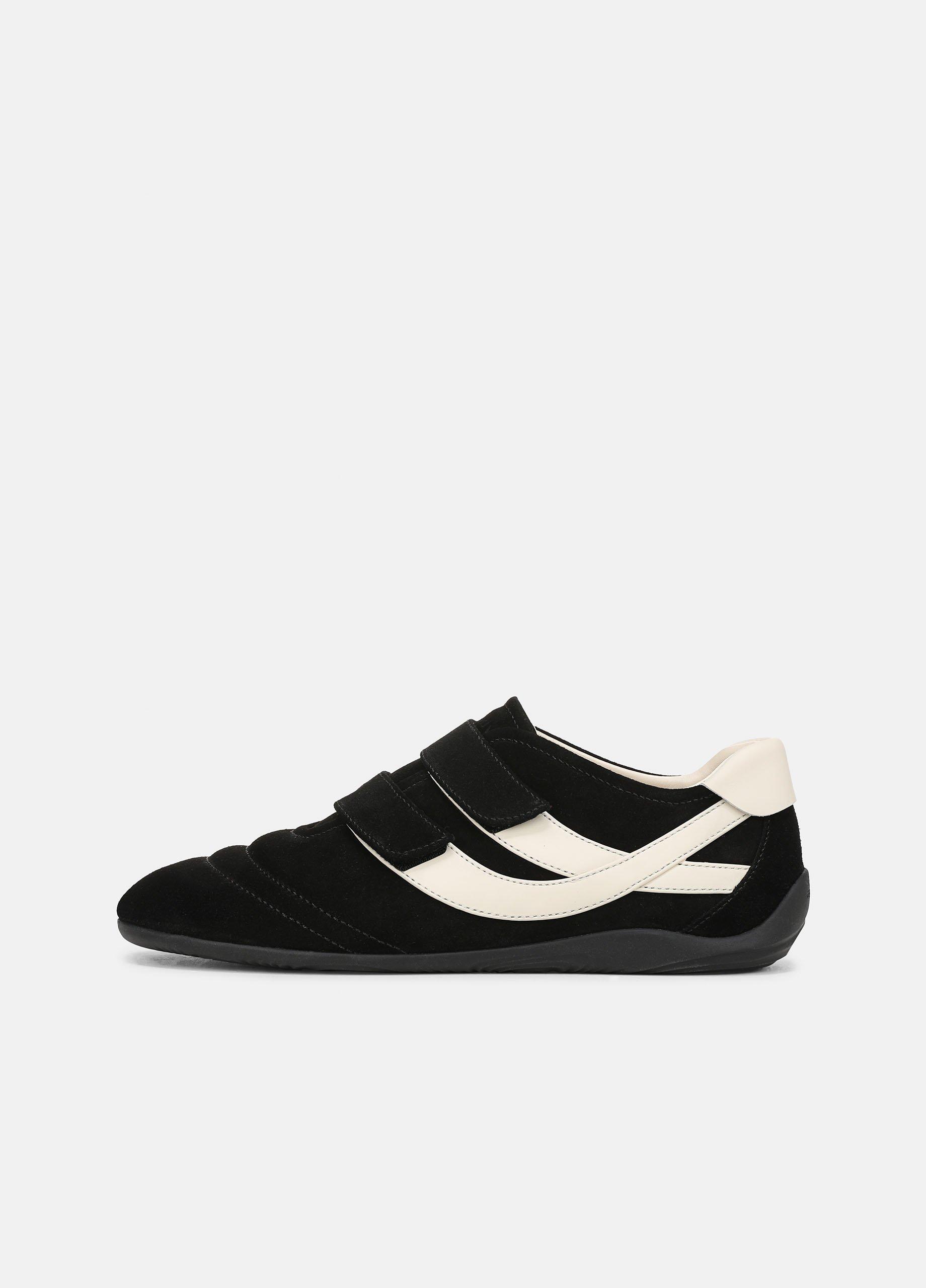 Women's Sonic Suede & Leather Trainer, Black/flax, Size 11 Vince