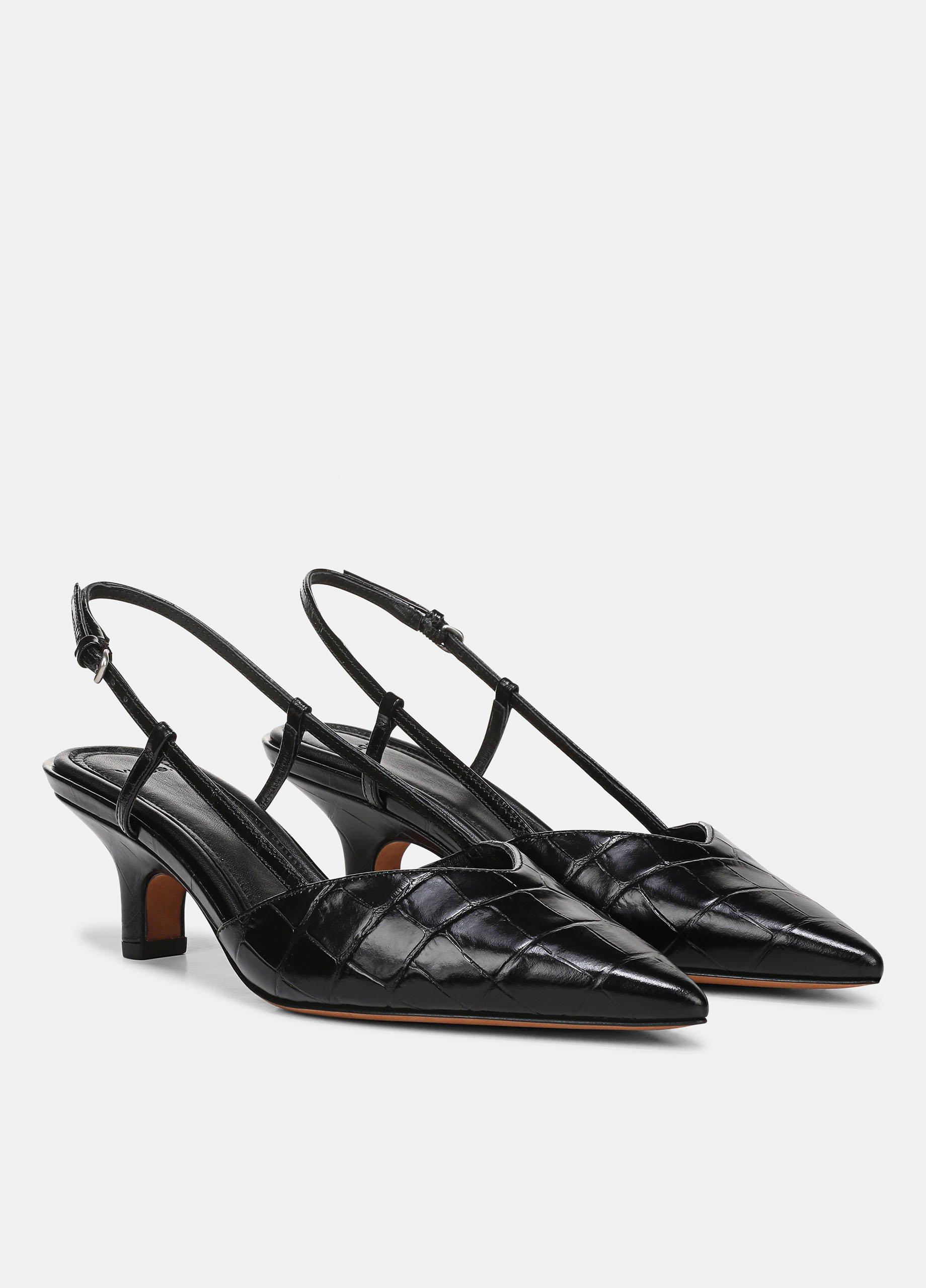 Levvy Croc-Embossed Leather Slingback Heel image number 1