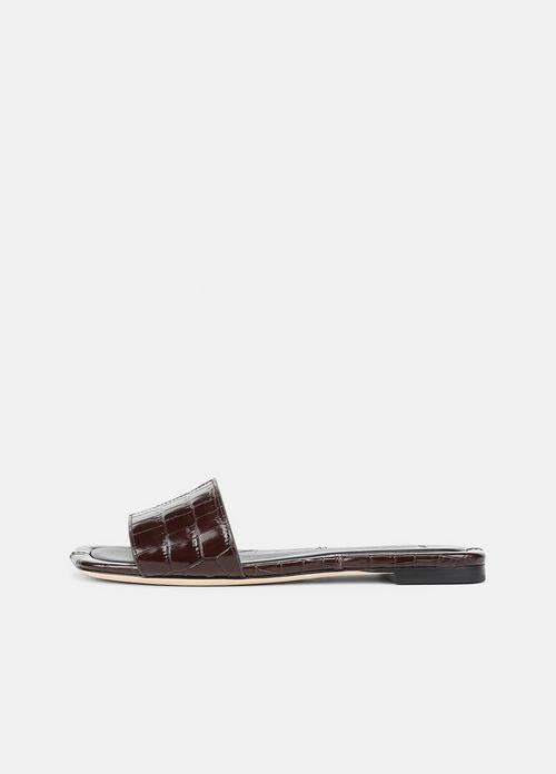 Valeria Croc-Embossed Leather Slide Sandal