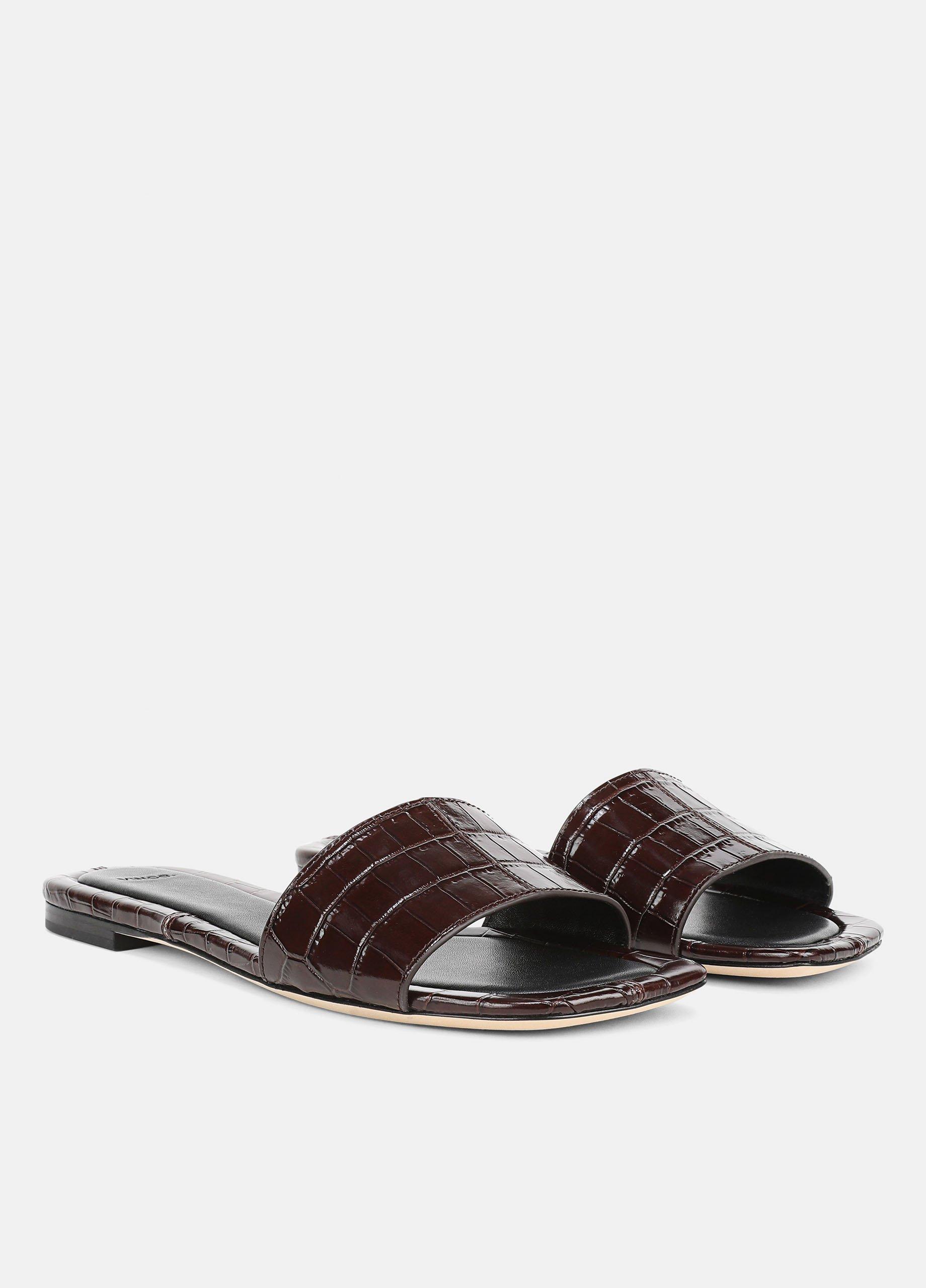 Valeria Croc-Embossed Leather Slide Sandal image number 1