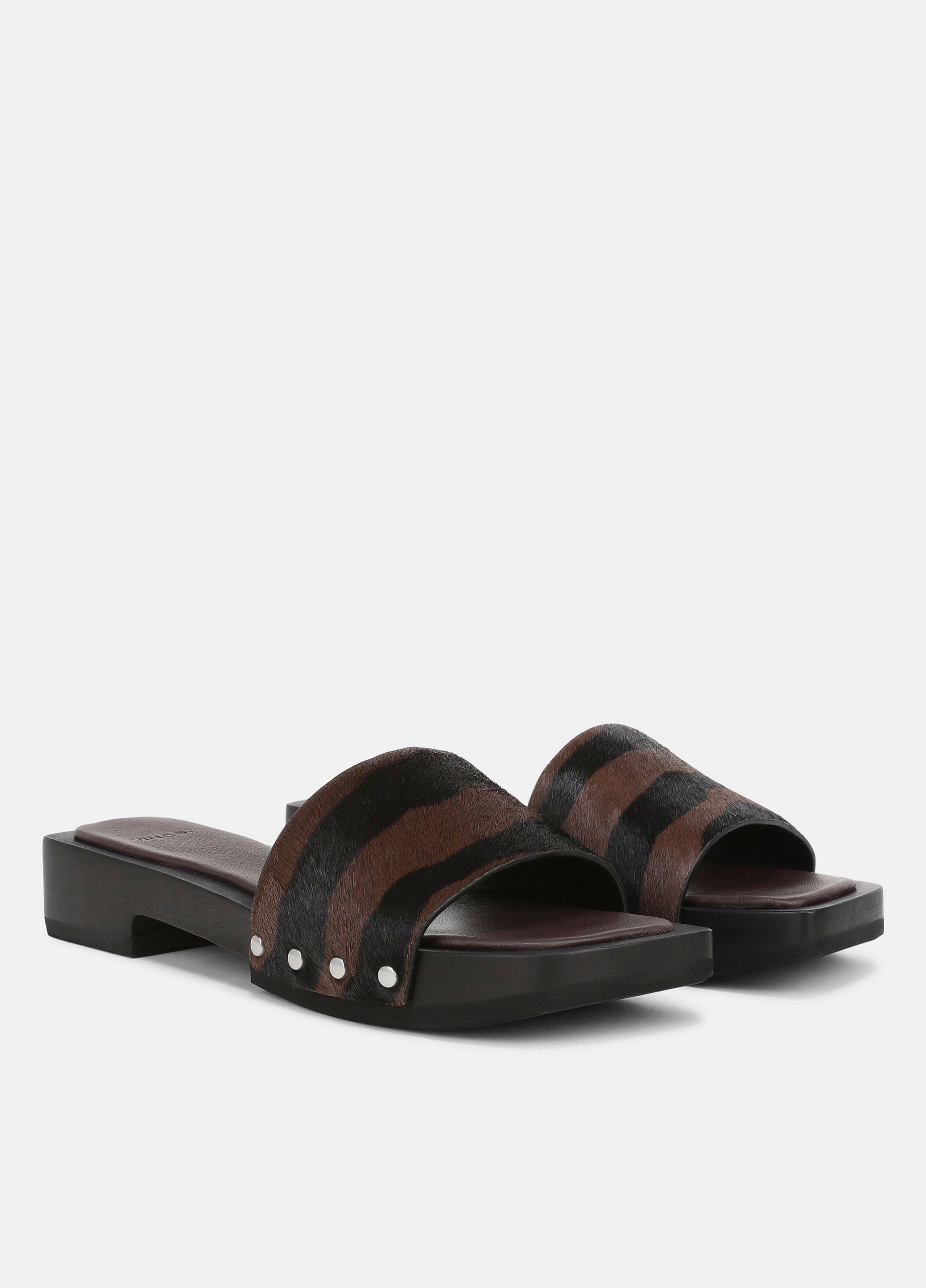 Barbara Animal-Print Calf Hair Slide Sandal image number 1