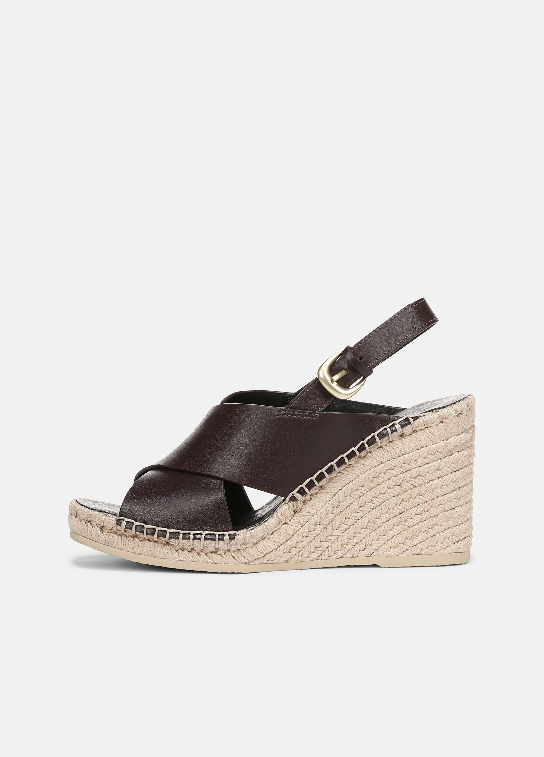 Georgia Leather Espadrille Wedge Sandals