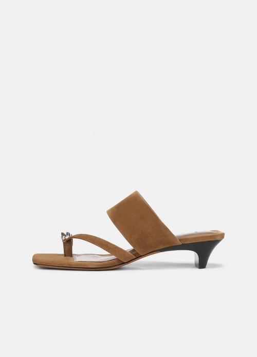 Stacy Suede Heeled Toe-Ring Sandal