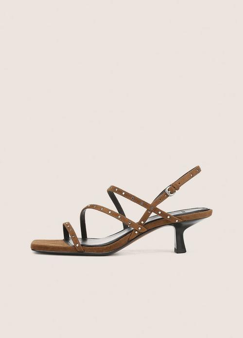 Tania Studded Suede Kitten-Heel Sandal