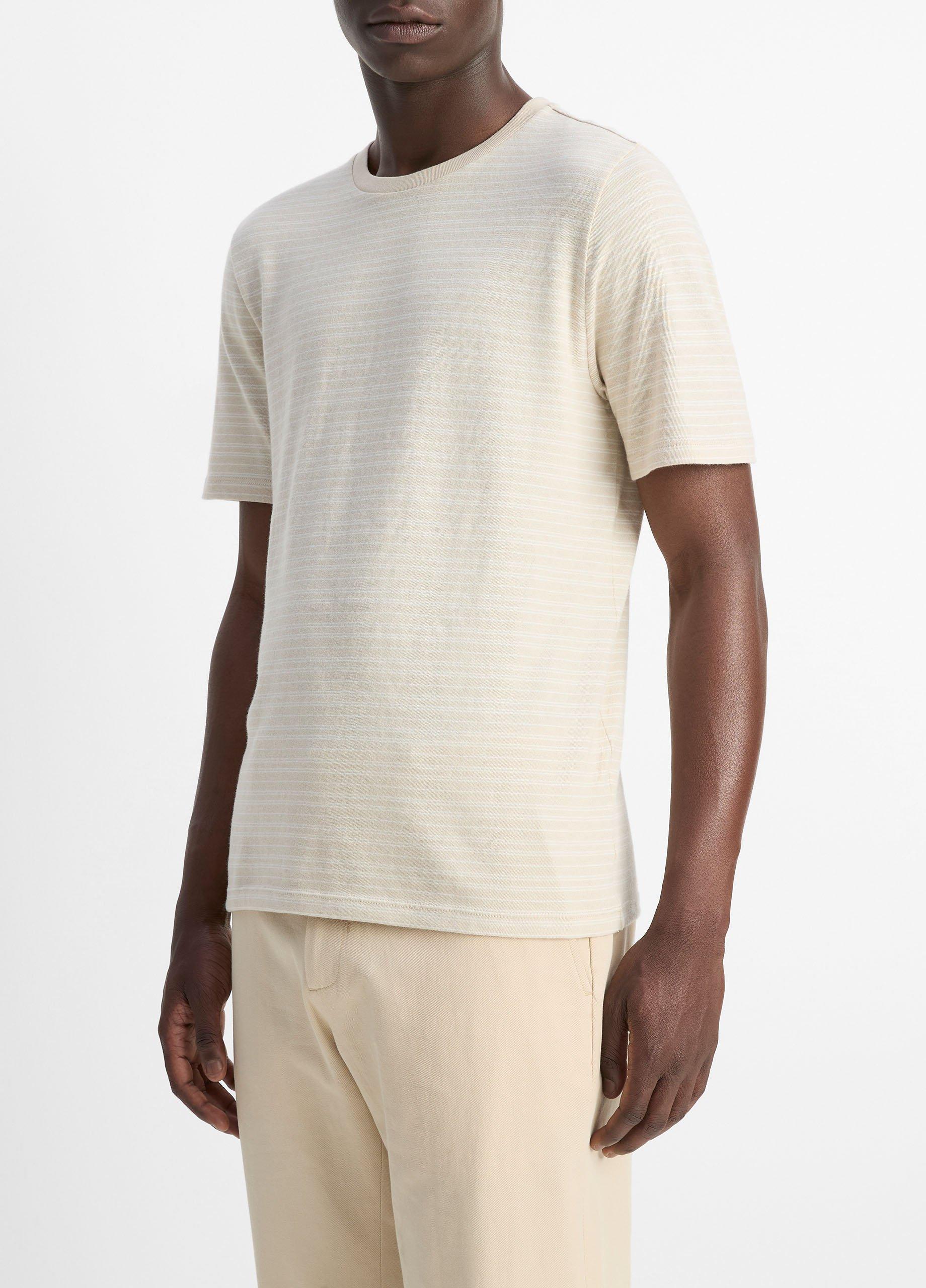 Striped Loose-Knit Cotton T-Shirt image number 1