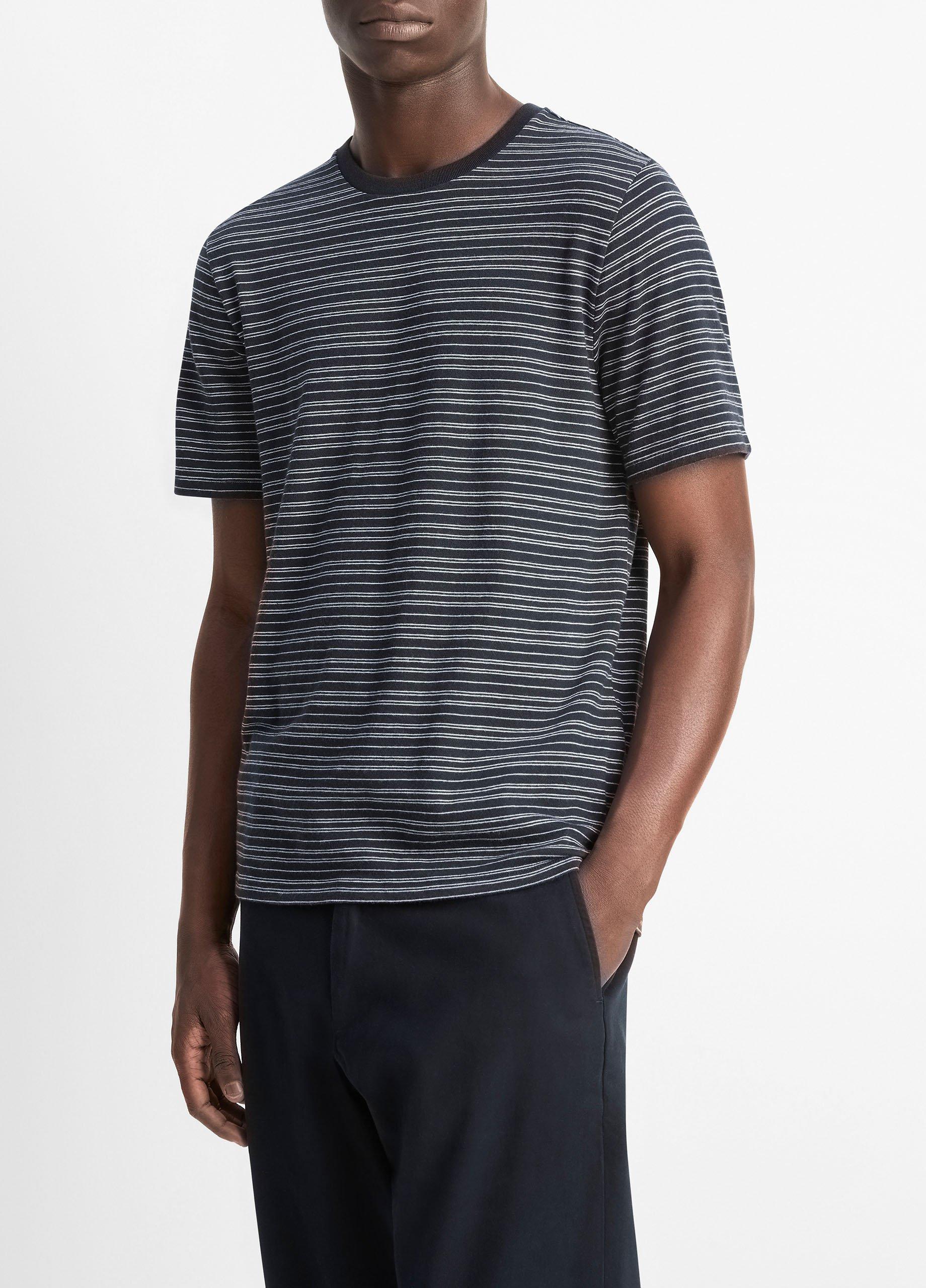 Striped Loose-Knit Cotton T-Shirt image number 1