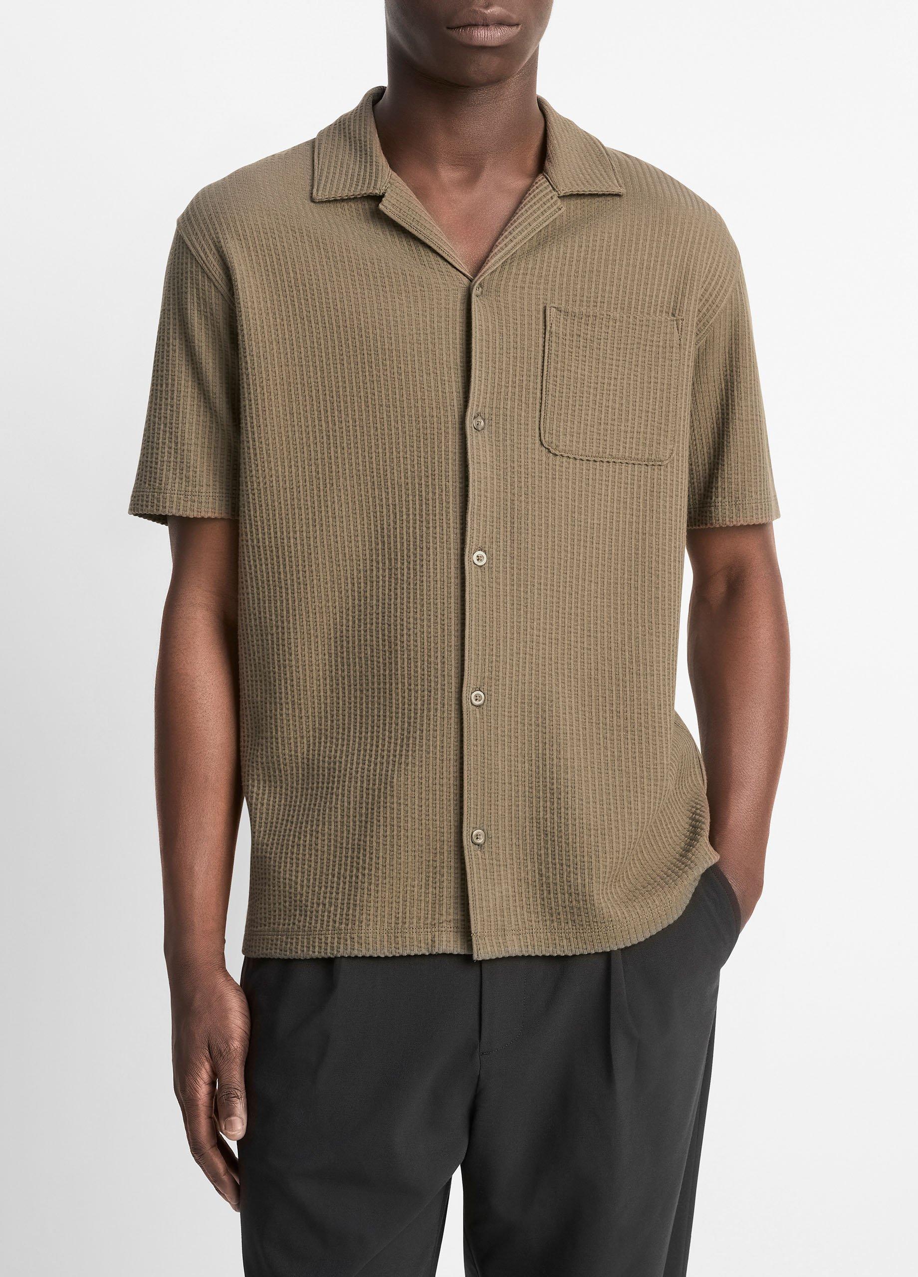 Men's Seersucker-Knit Cotton Cabana Shirt, Dome, Size XS Vince