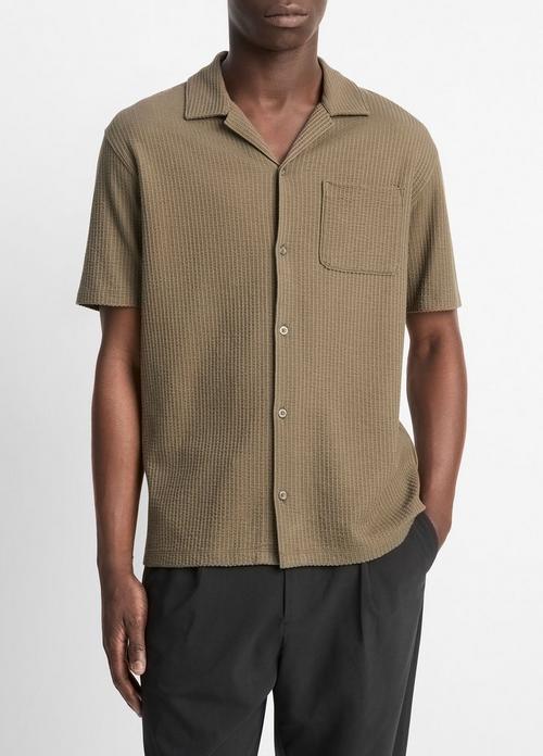 Seersucker-Knit Cotton Cabana Shirt