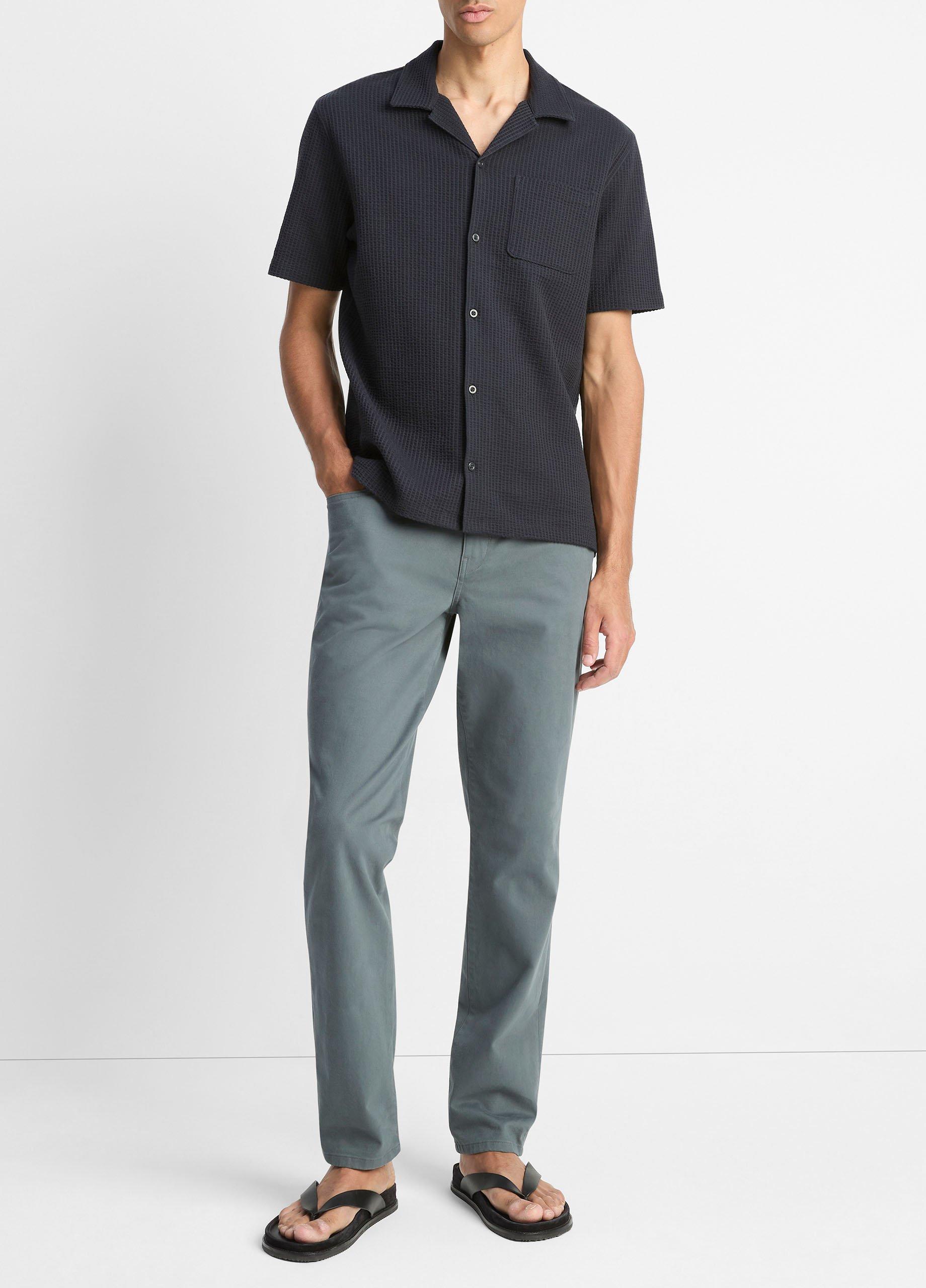 LOW CLASSIC CAP SLEEVE SHIRTシャツ Seersucker-Knit Cotton Cabana Shirt in Short Sleeve | Vince