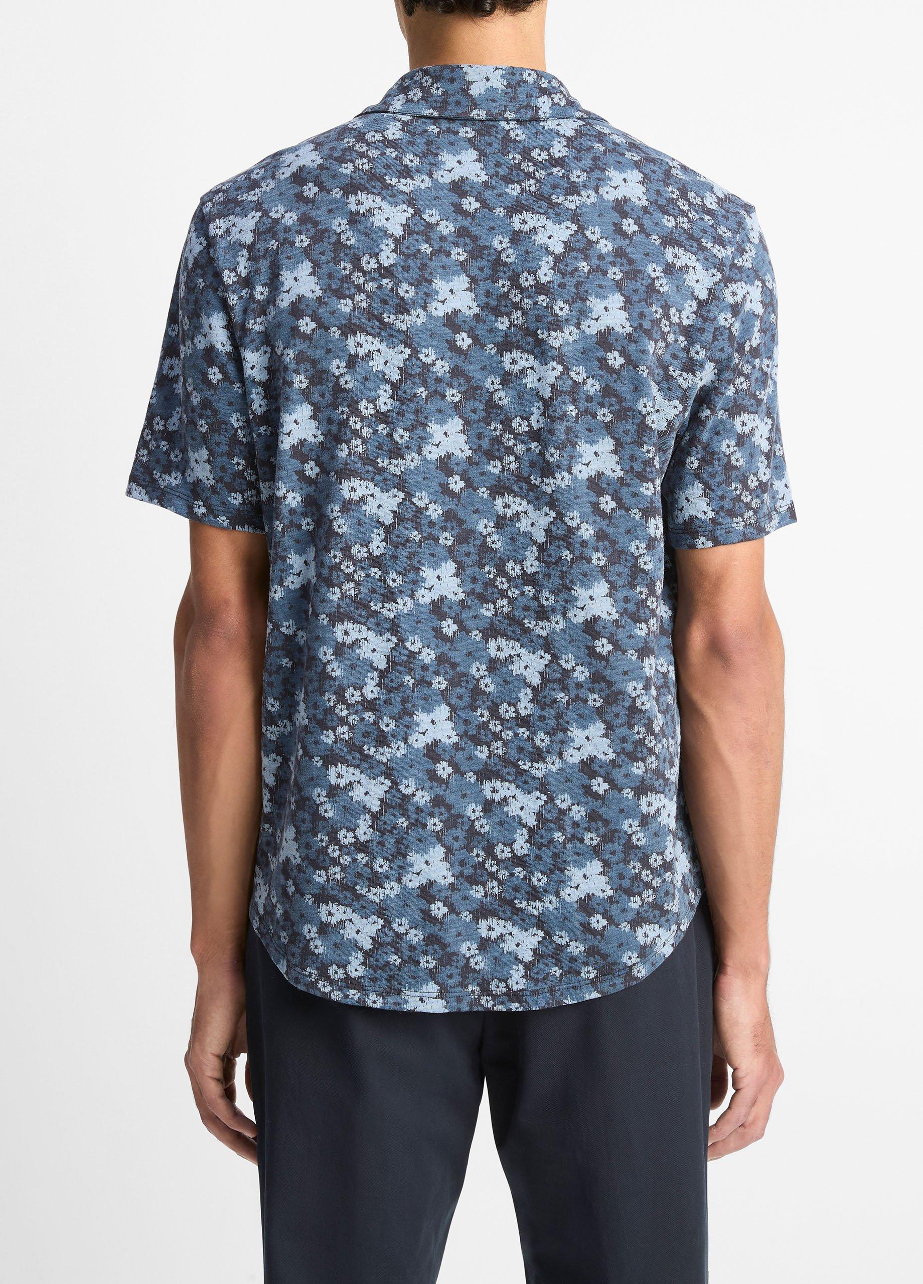 Floral Slub Cotton Short-Sleeve Button-Front Shirt image number 2