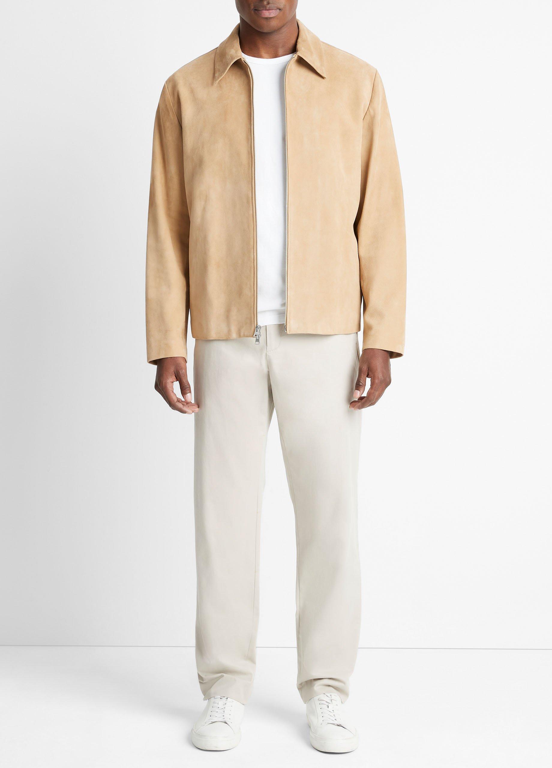 빈스 Vince Suede Zip-Up Jacket,CALIFORNIA KHAKI