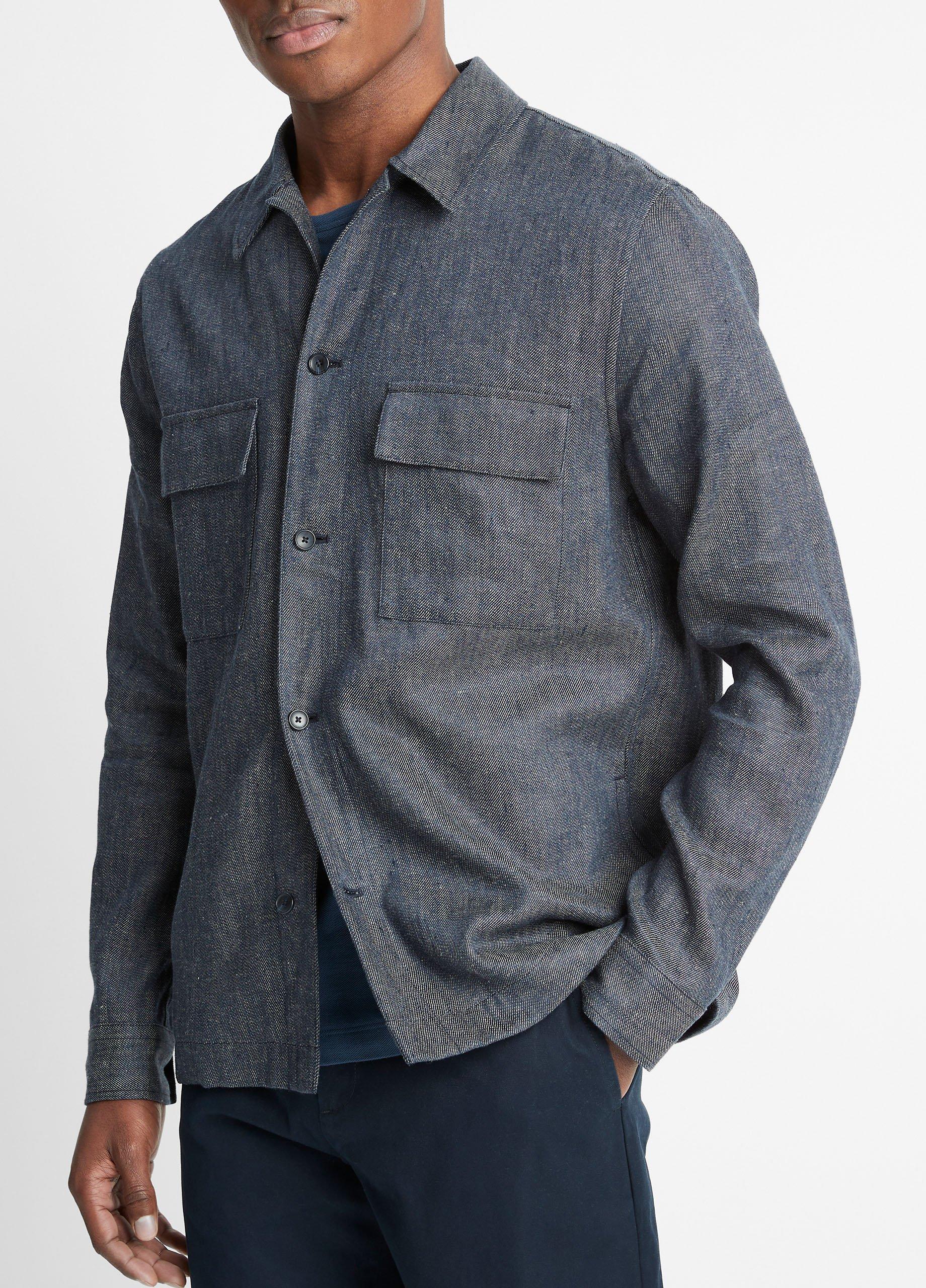 Linen-Cotton Twill Shirt Jacket