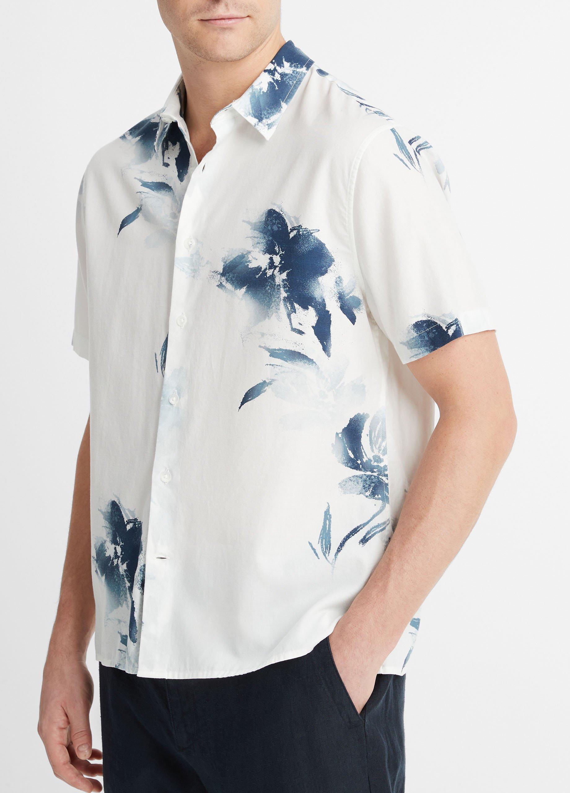 Faded Floral Short-Sleeve Shirt in Short Sleeve | Vince