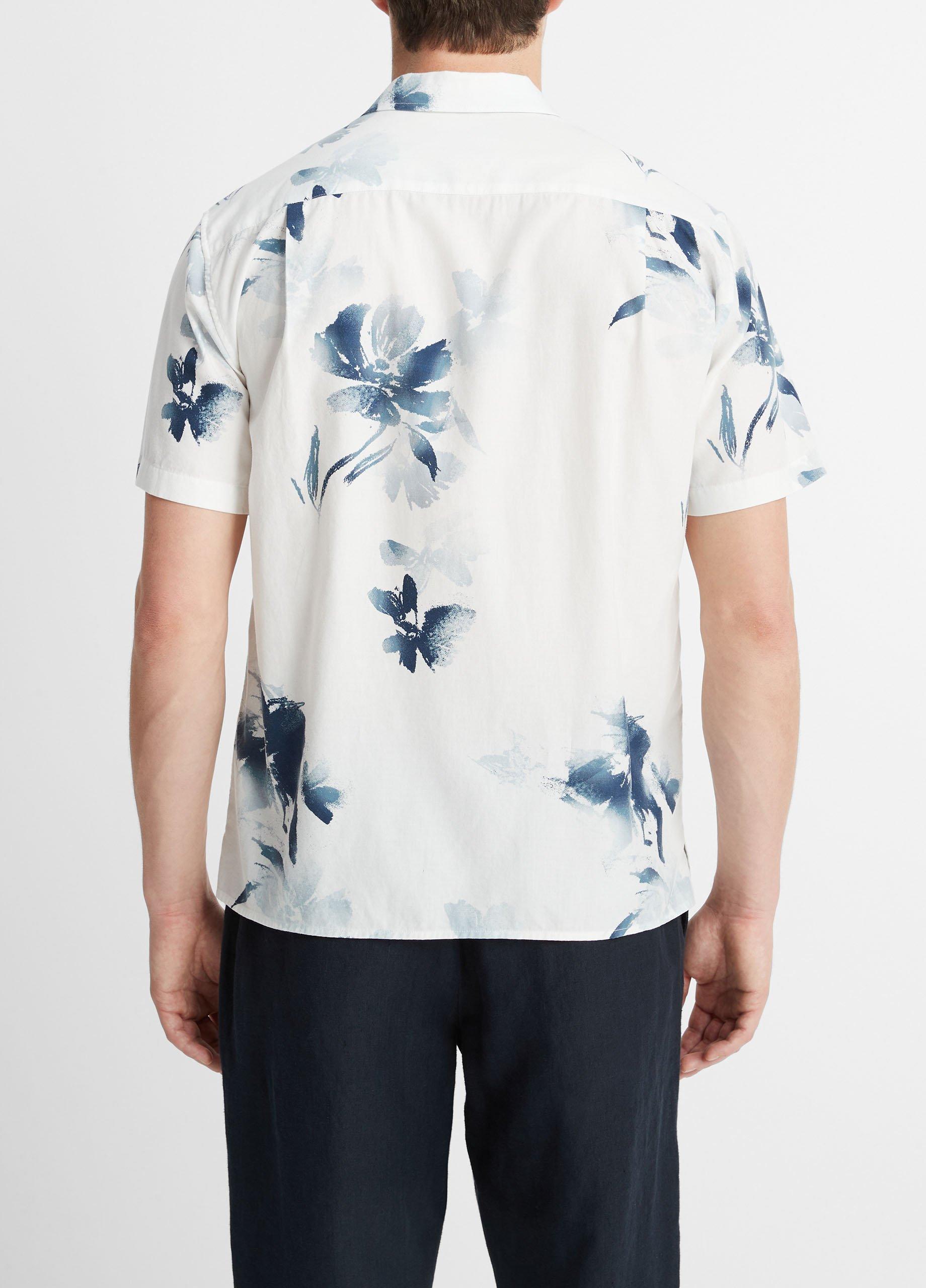 Faded Floral Short-Sleeve Shirt in Shirts | Vince