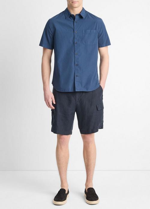 Garment Dye Cotton Poplin Button-Front Shirt